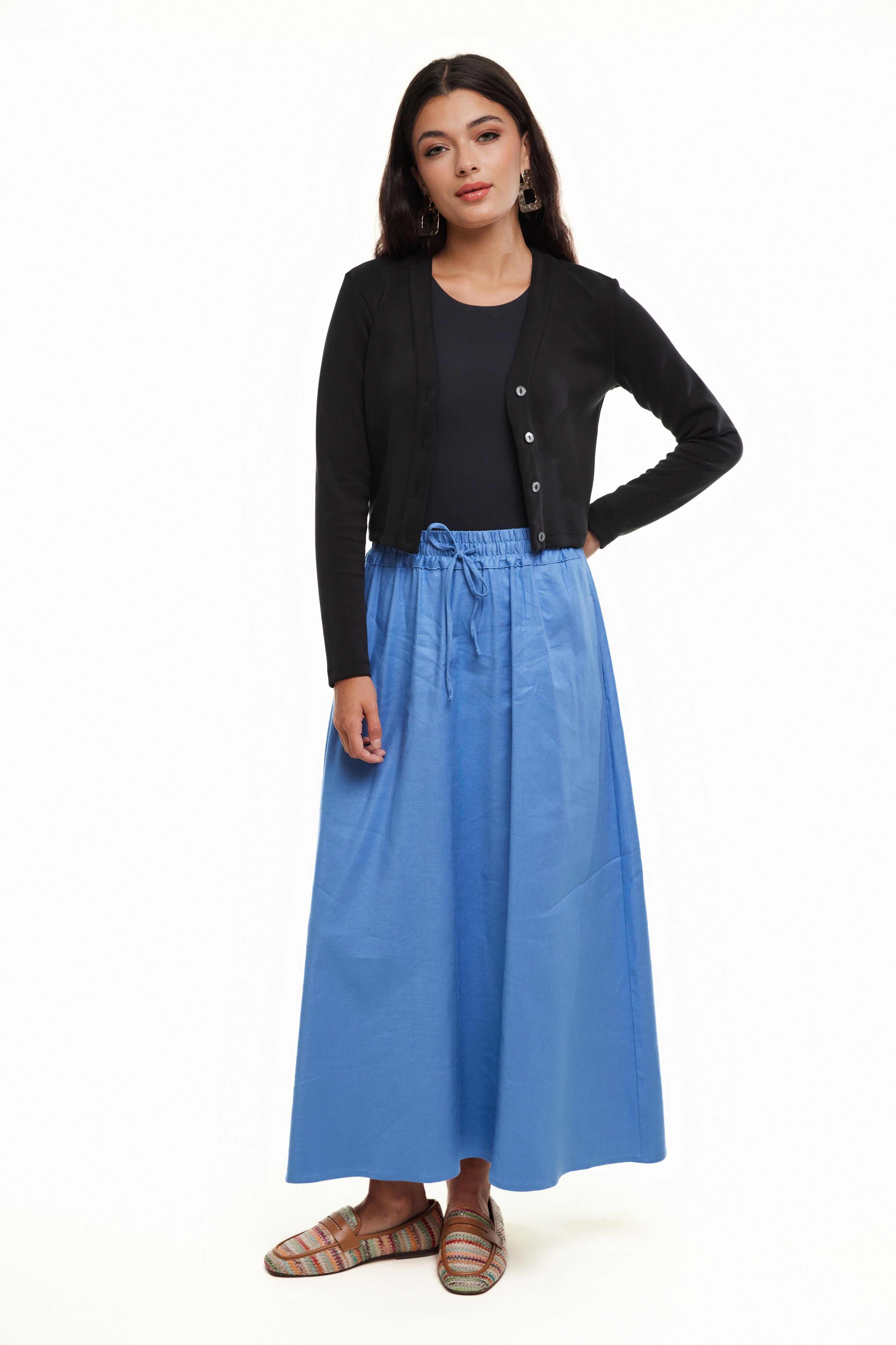 CUPRO SKIRT - Light Blue Twill - Olivvi World