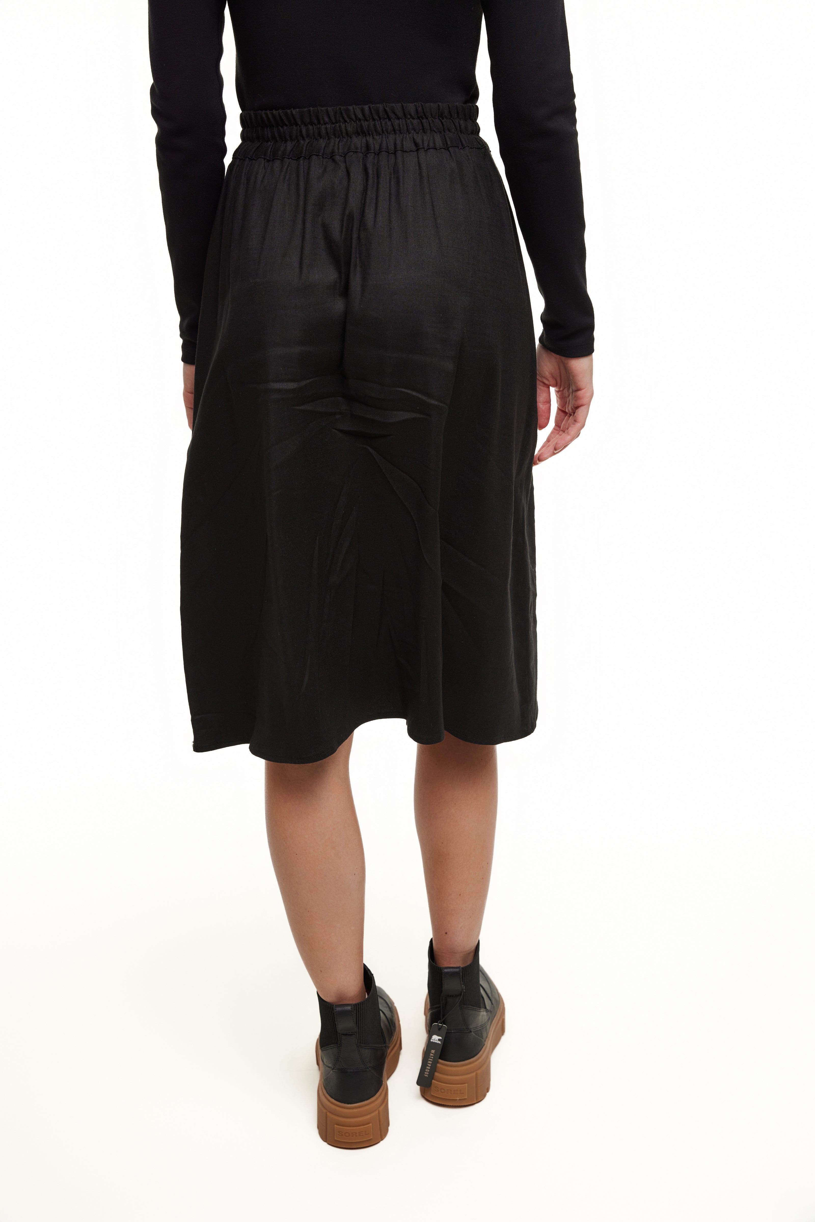 CUPRO SHORT SKIRT - Black Twill - Olivvi World