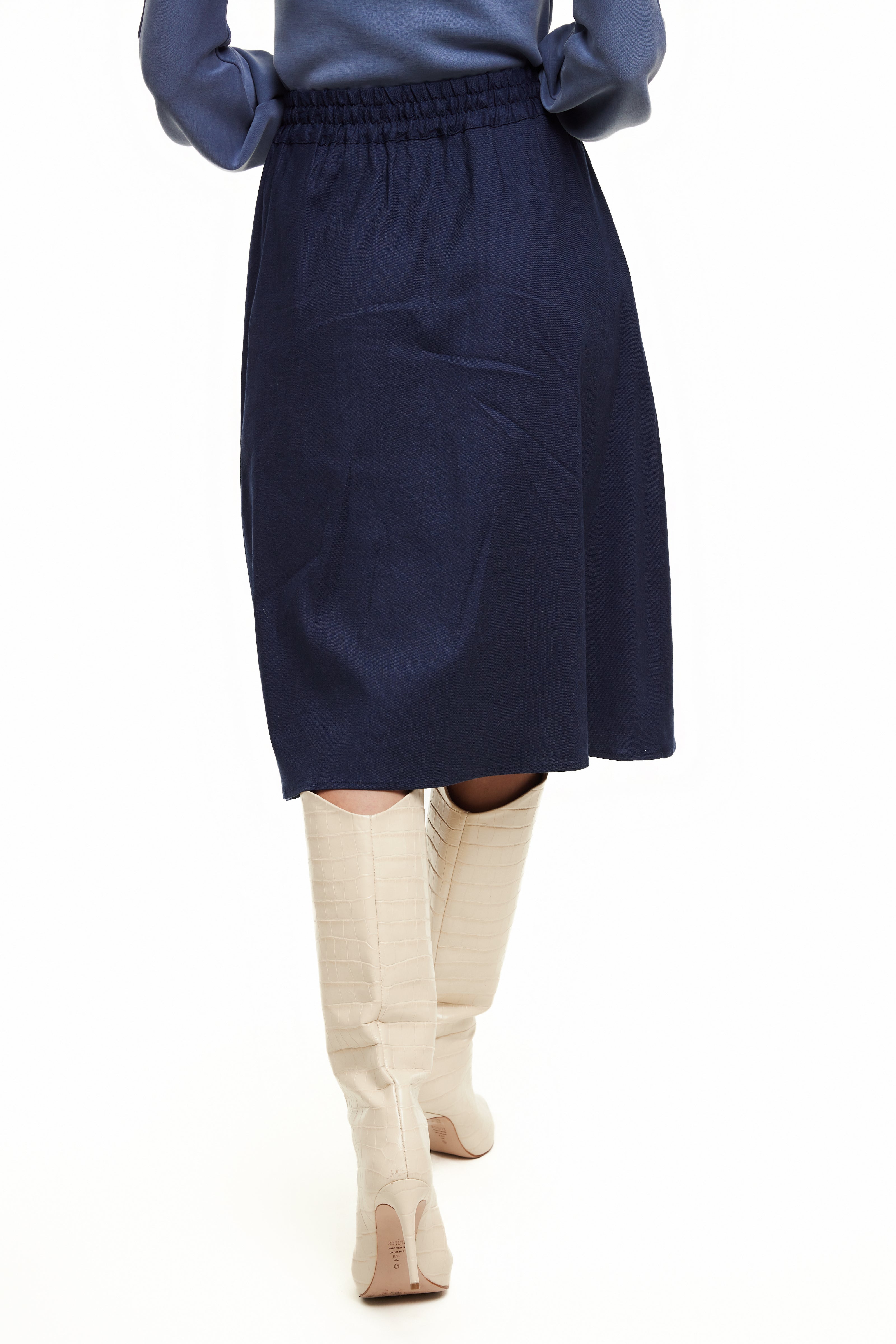 CUPRO SHORT SKIRT - Navy Twill - Olivvi World