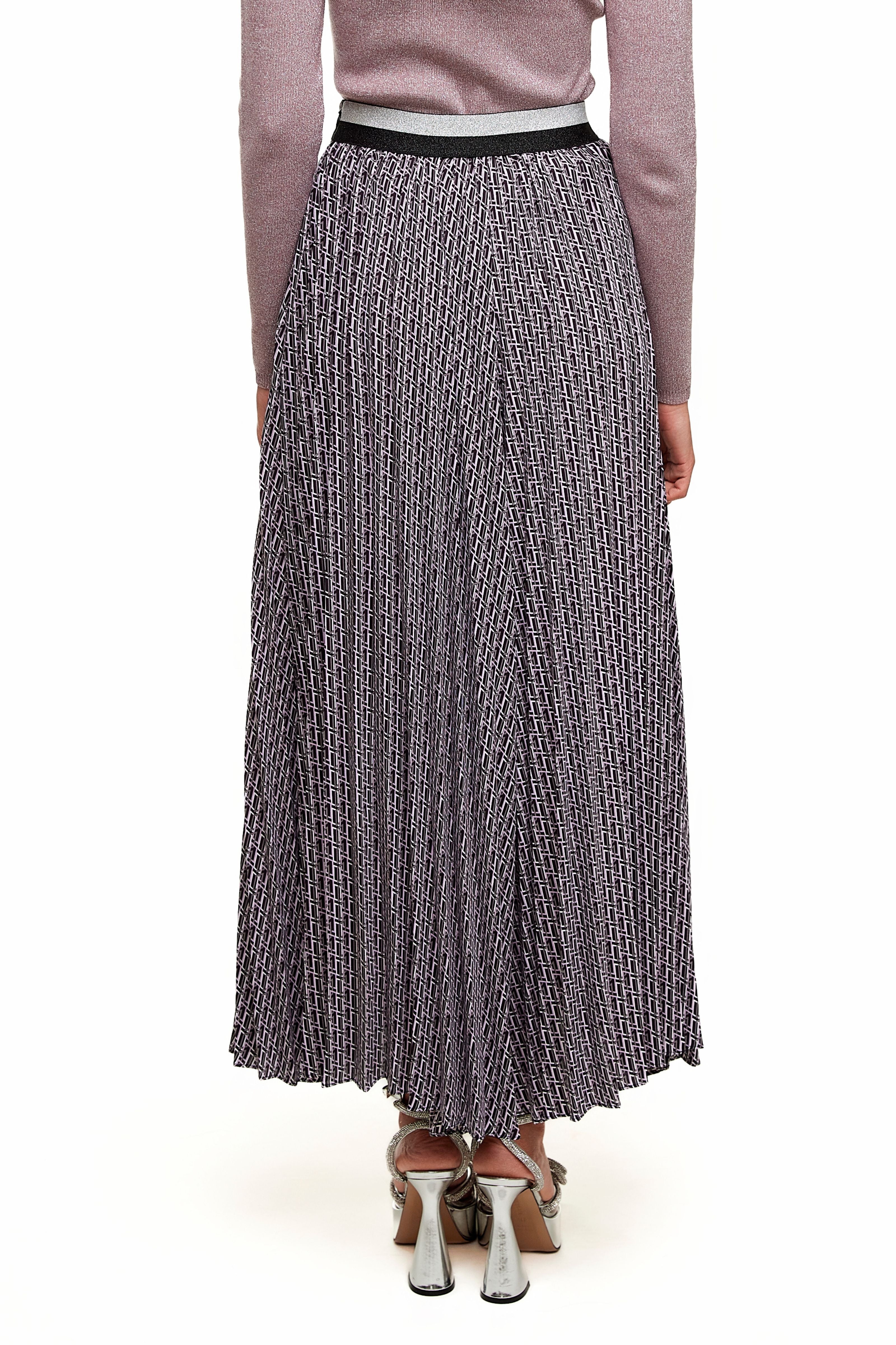 Elastic Waist Pleated Maxi Skirt, Black/Purple – Olivvi World