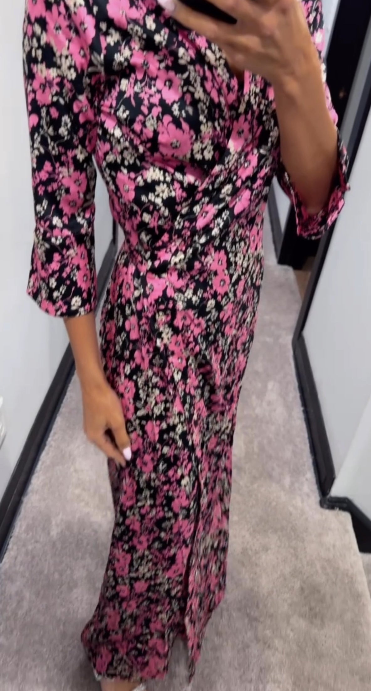 Satin Wrap Dress - Pink florals - Olivvi World