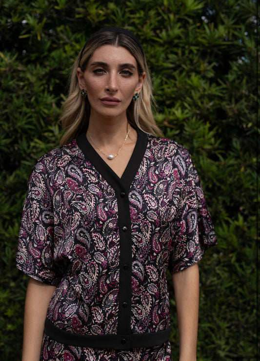 Satin Flowy Sleeve Cardigan Top