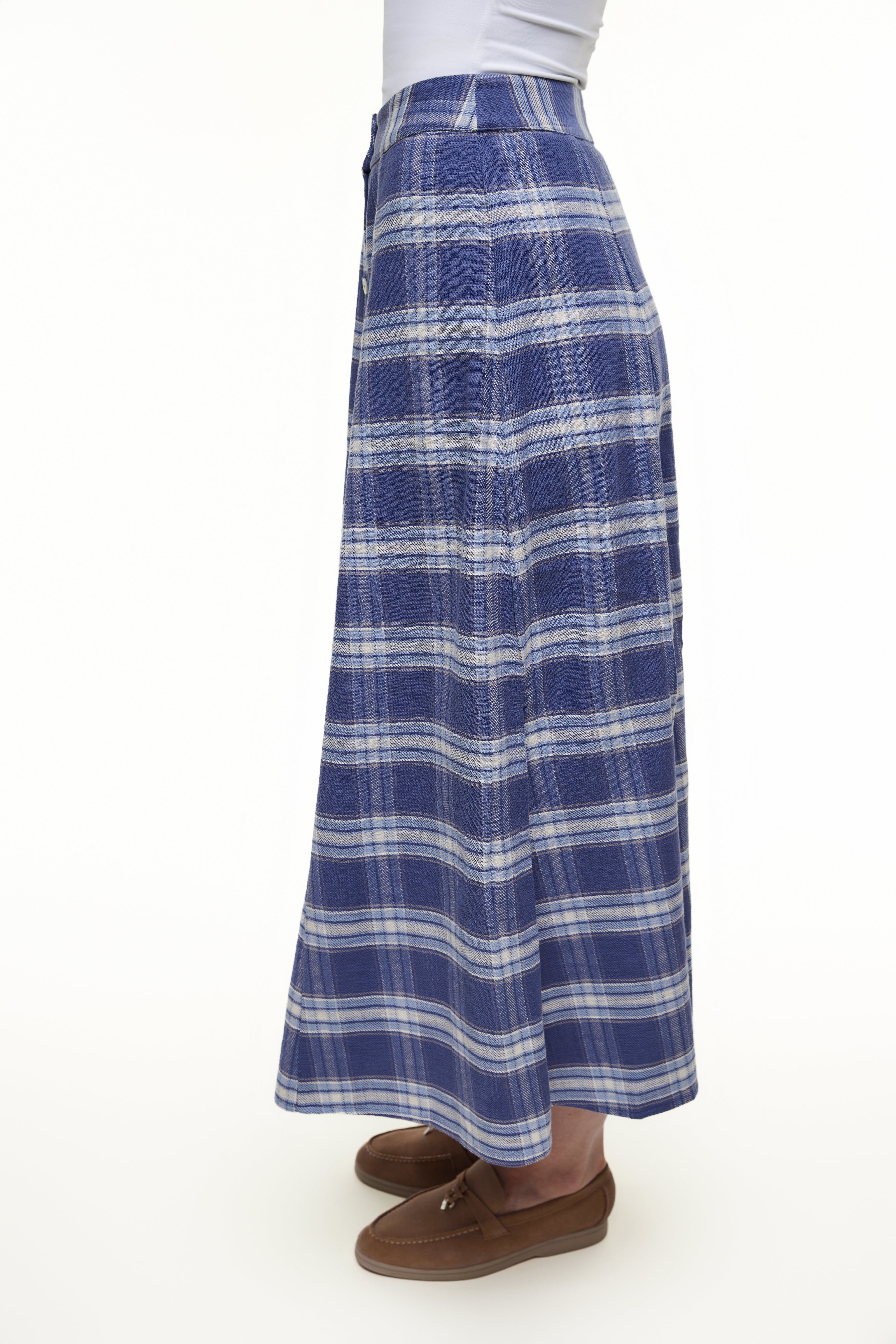 PLAID MIDI SKIRT - Blue Plaid - Olivvi World