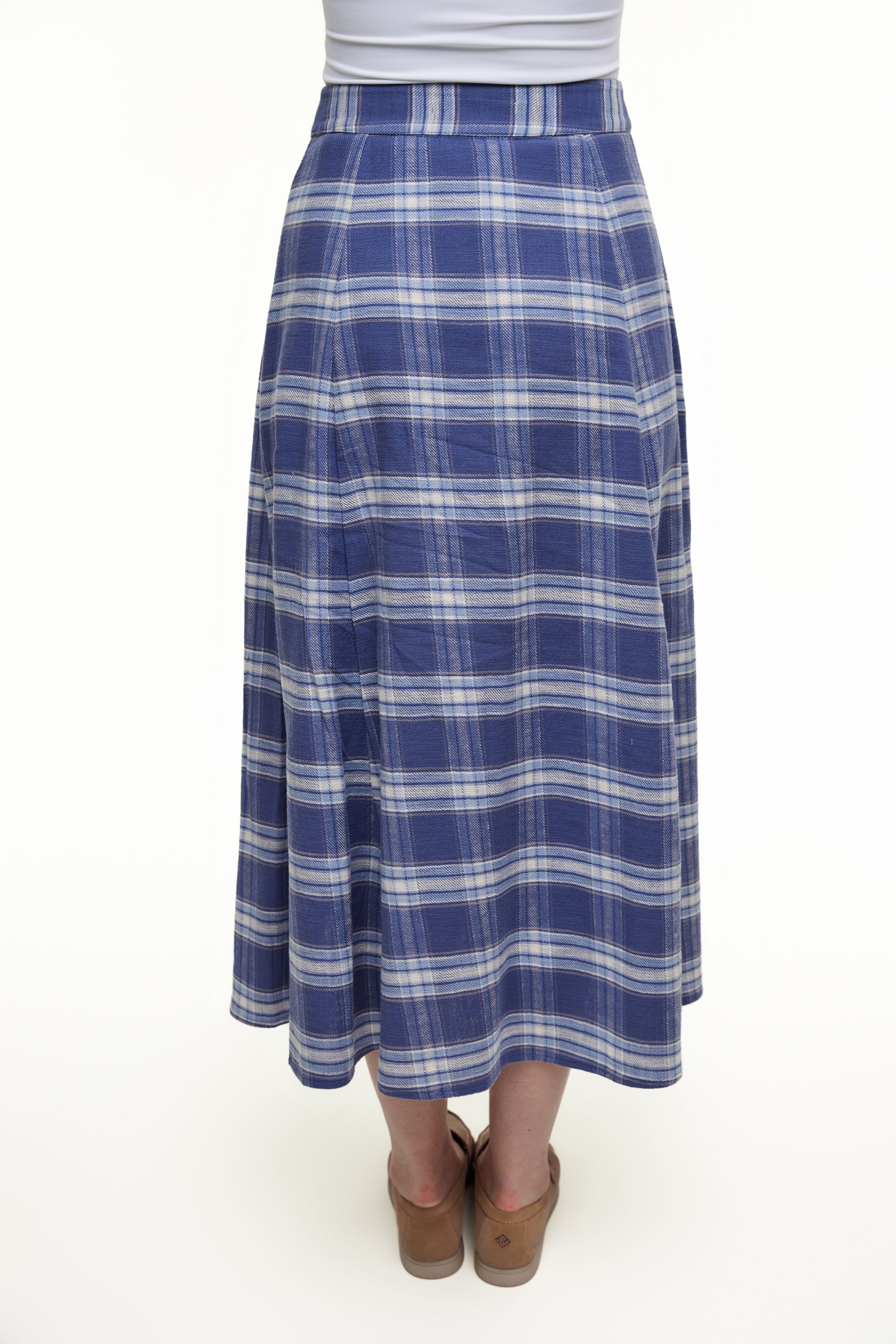 PLAID MIDI SKIRT - Blue Plaid - Olivvi World