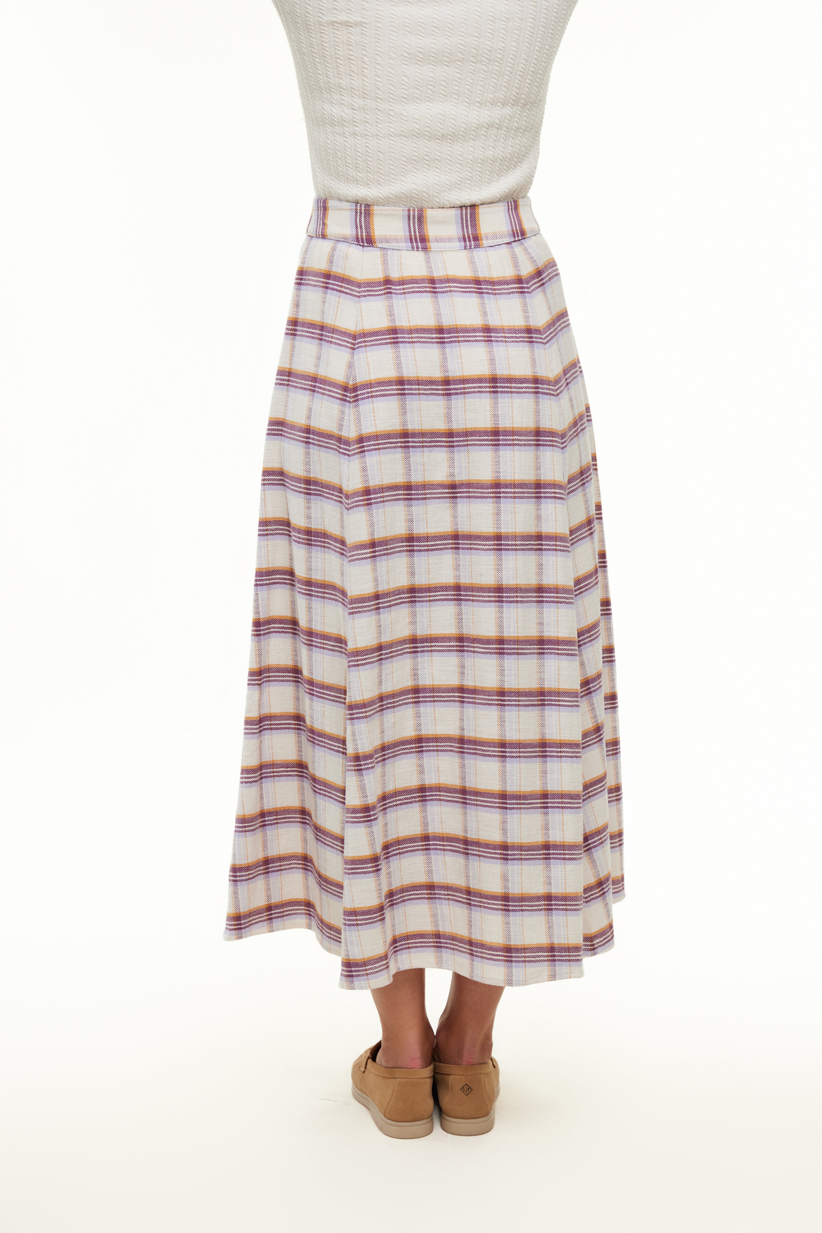 PLAID MIDI SKIRT - Purple Plaid - Olivvi World