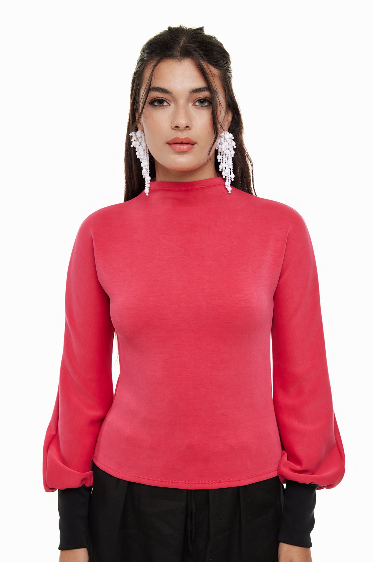 Steph Bubble Sleeve Top for Women, Diva Magenta - Olivvi World