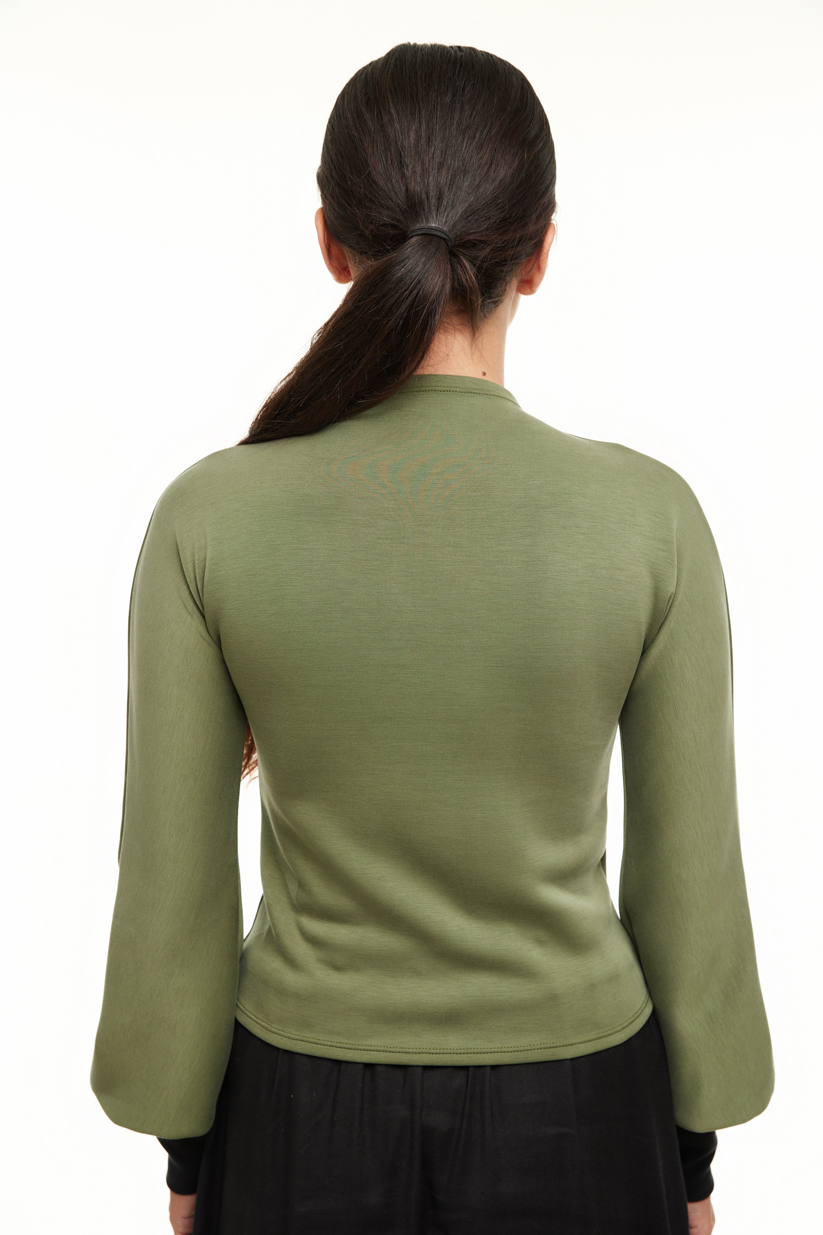 Steph Bubble Sleeve Top for Women, Olive - Olivvi World