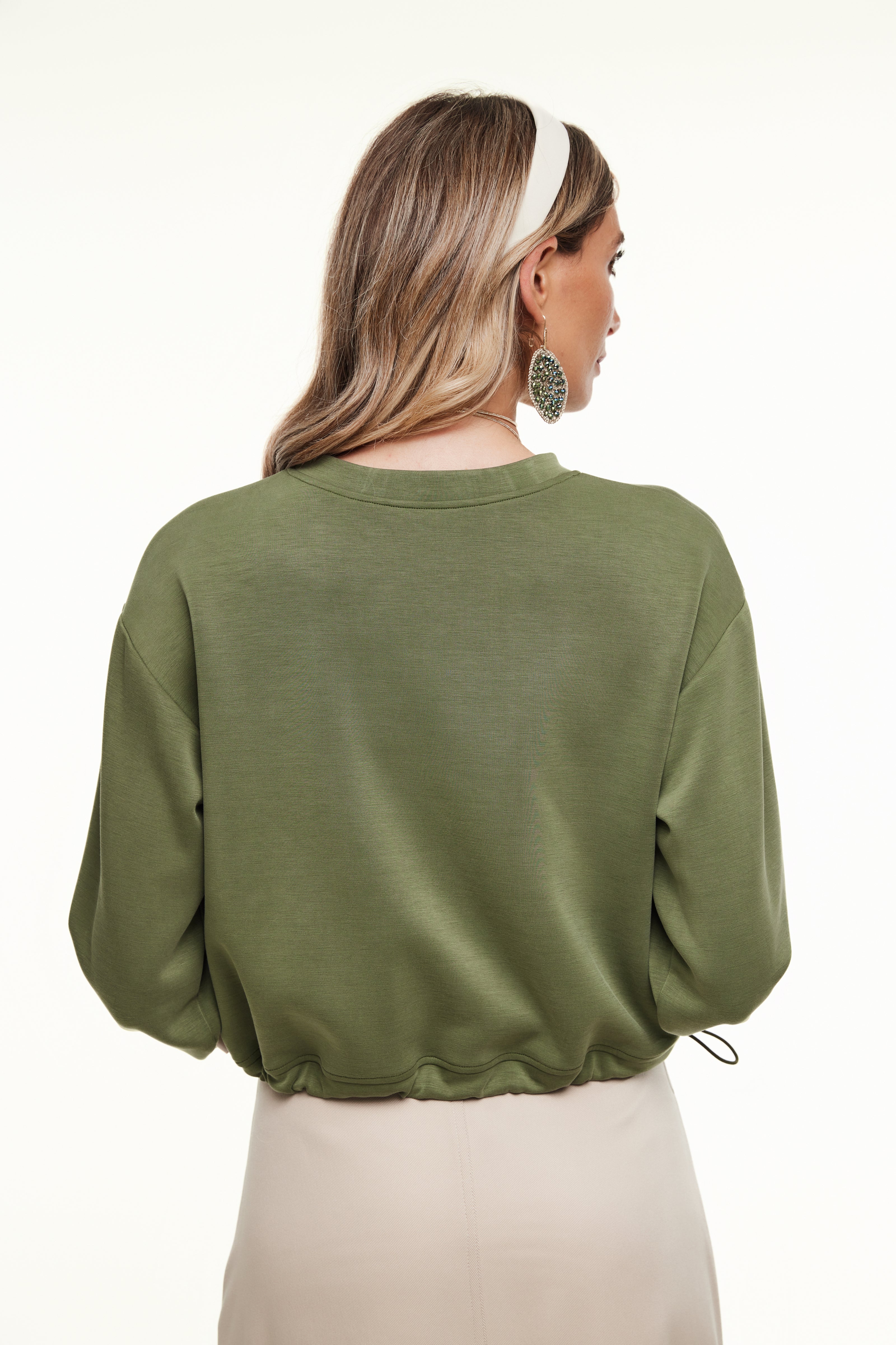 Steph Crewneck Pullover for Women, Olive - Olivvi World