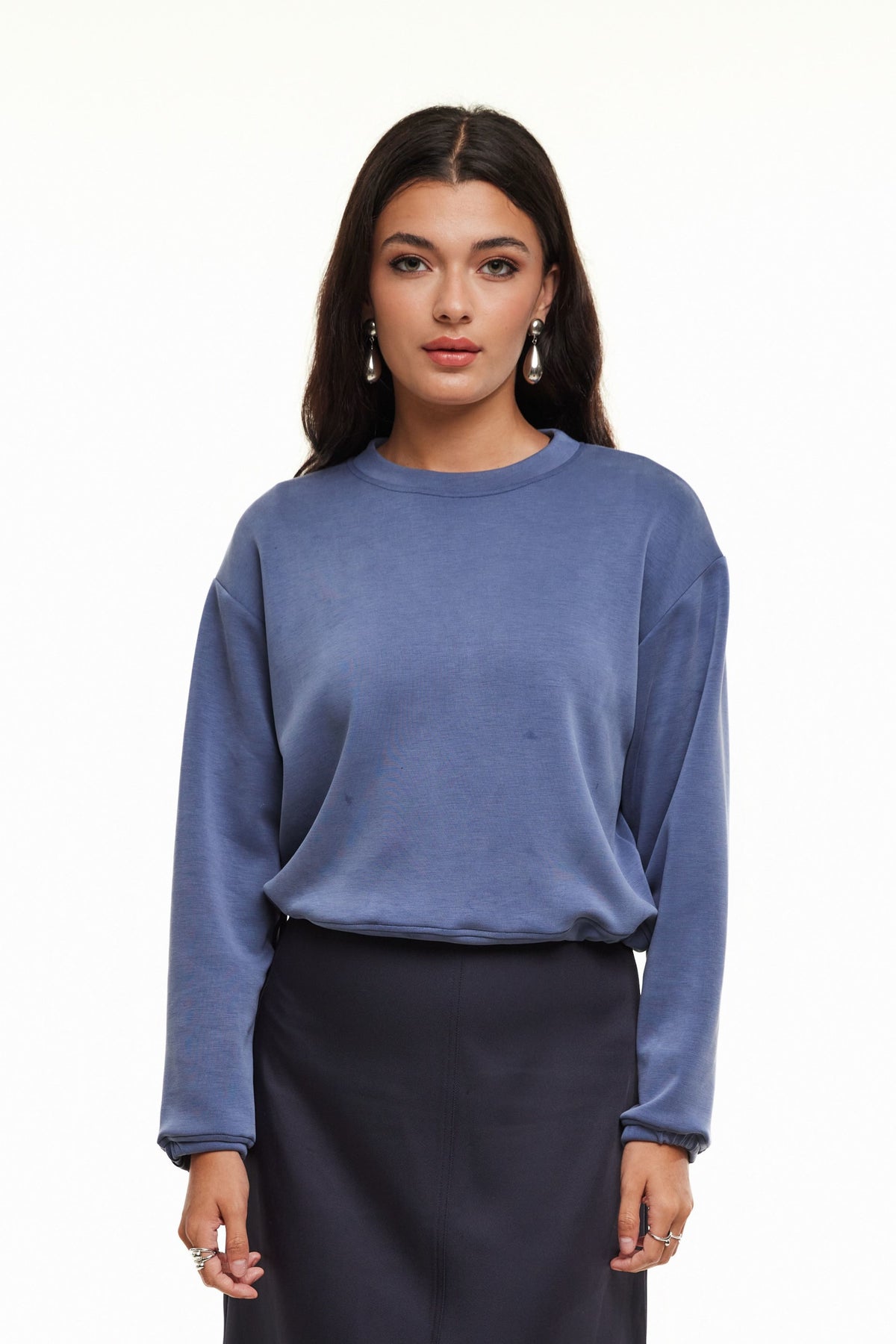 Steph Crewneck Pullover for Women, Steel Blue - Olivvi World