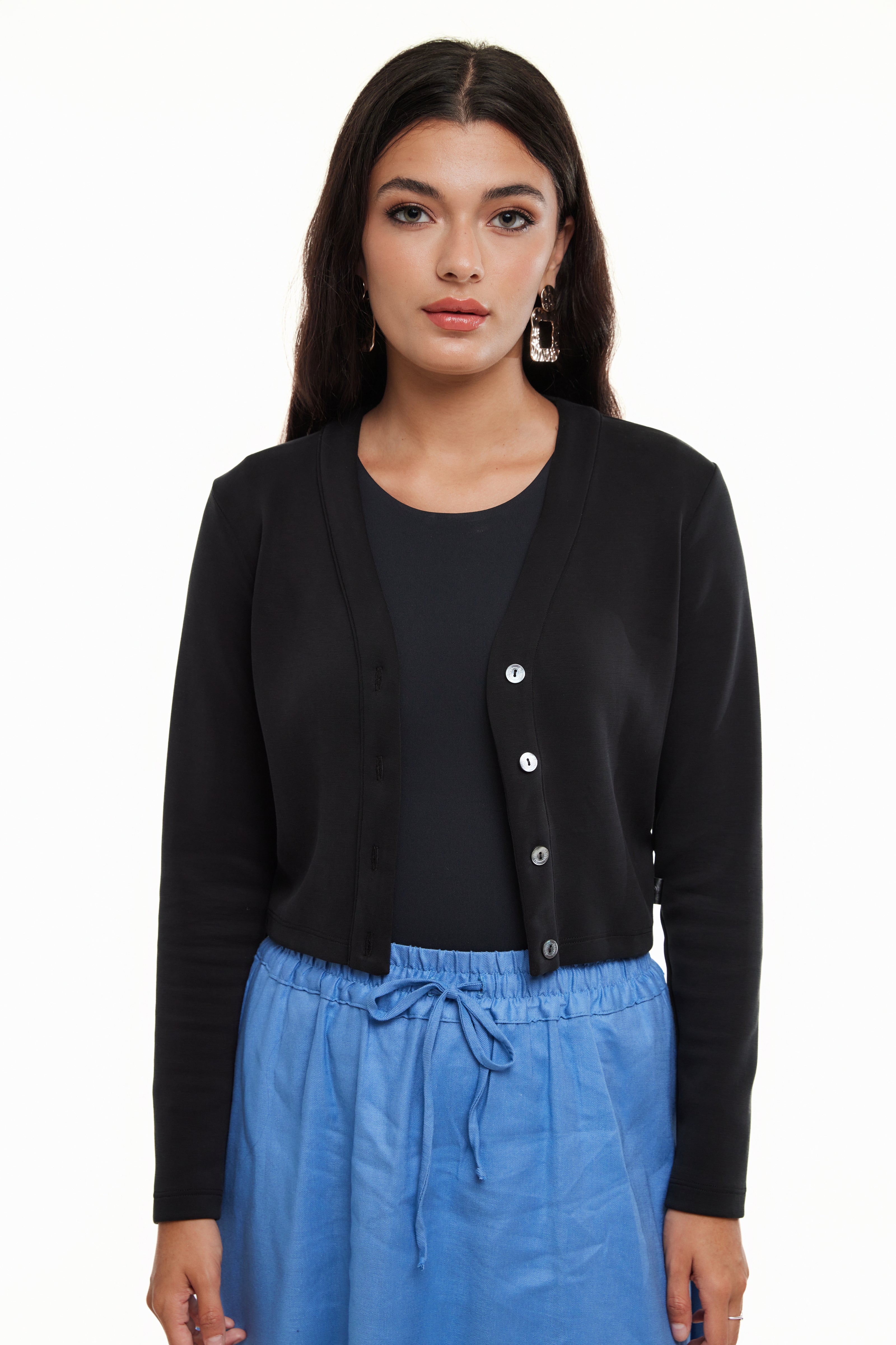 STEPH STRETCH CARDIGAN - Black - Olivvi World