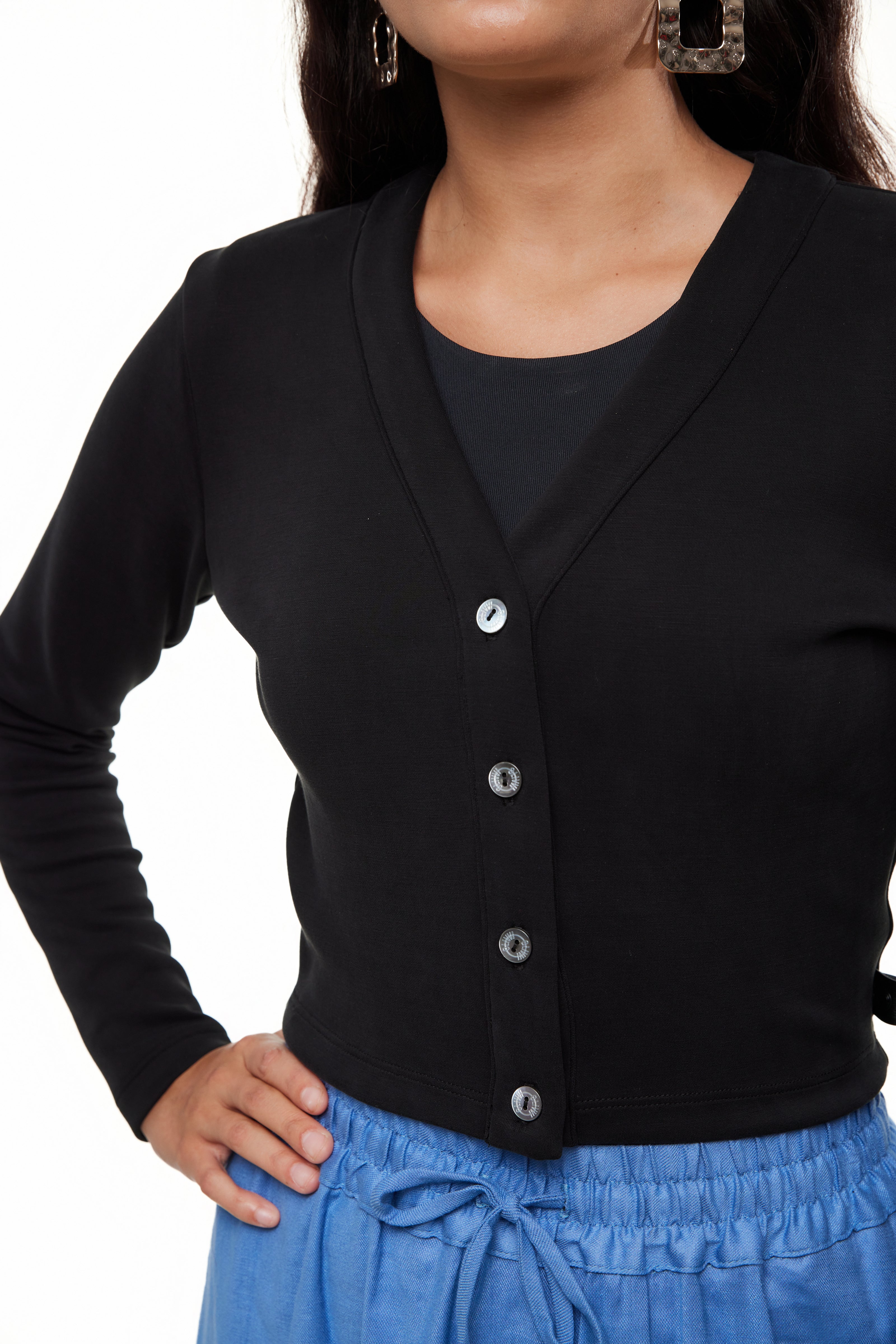 STEPH STRETCH CARDIGAN - Black - Olivvi World