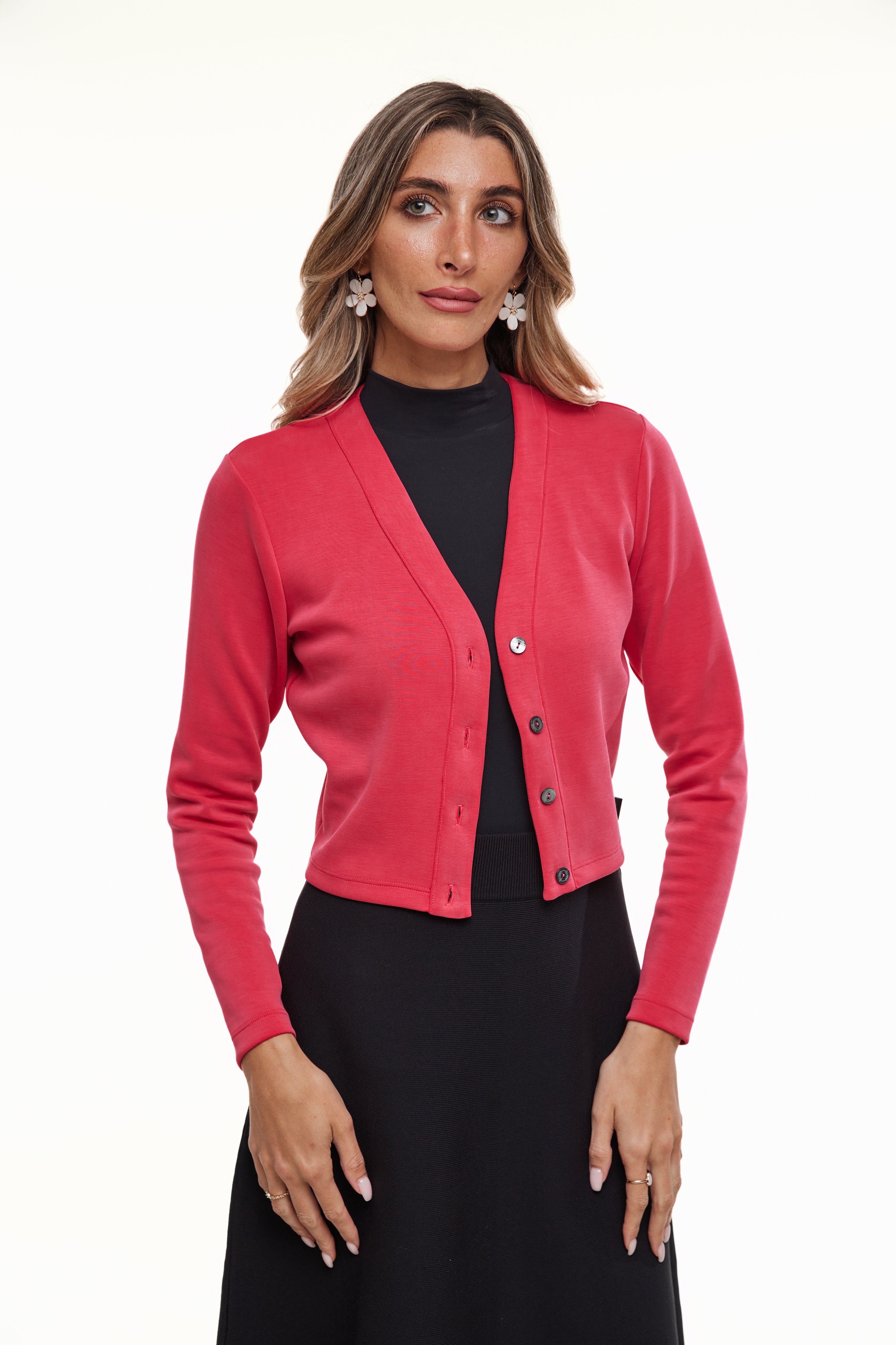 STEPH STRETCH CARDIGAN - Diva Magenta - Olivvi World