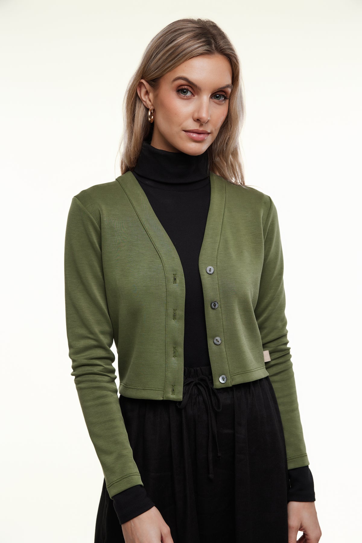 STEPH STRETCH CARDIGAN - Olive - Olivvi World