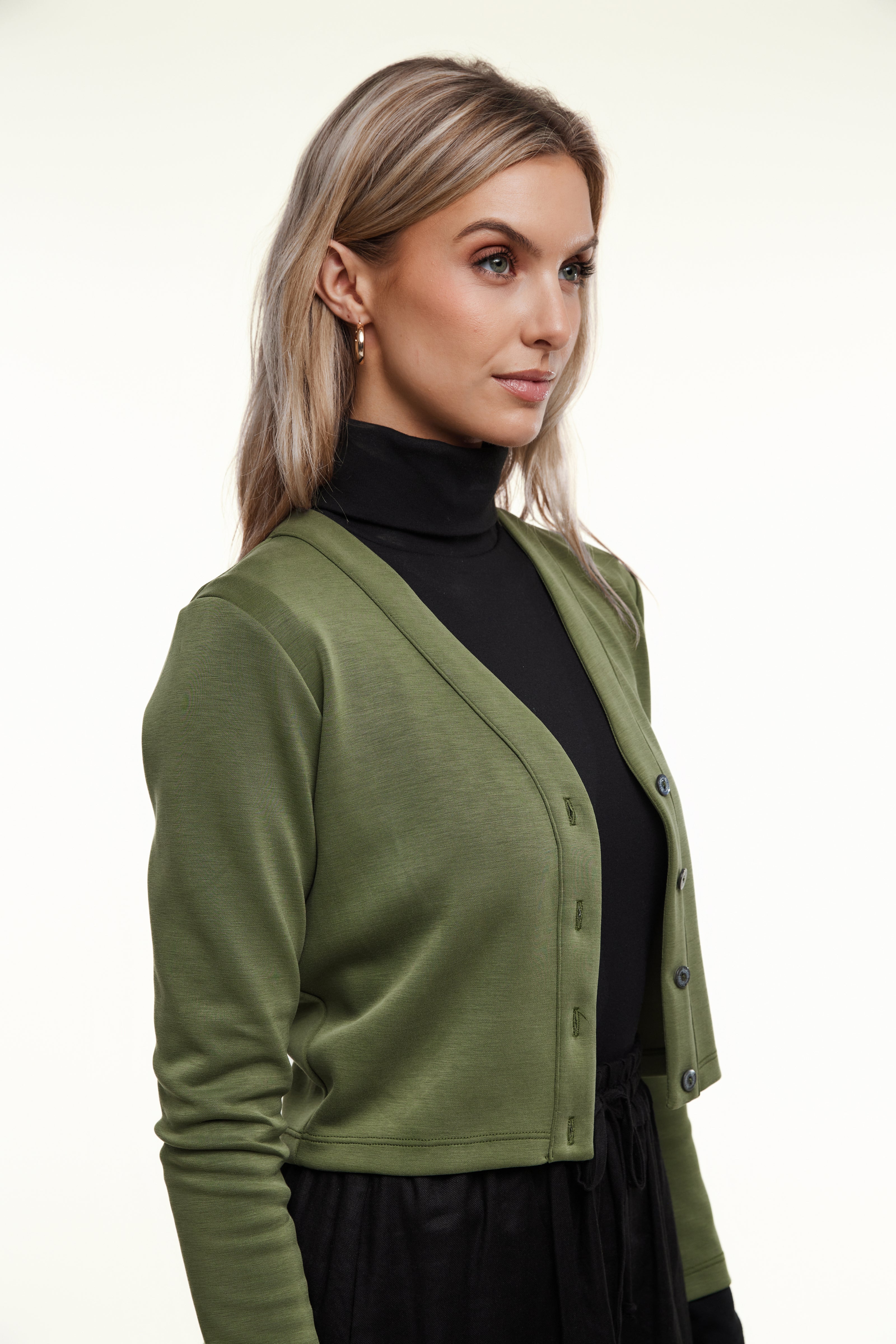 STEPH STRETCH CARDIGAN - Olive - Olivvi World