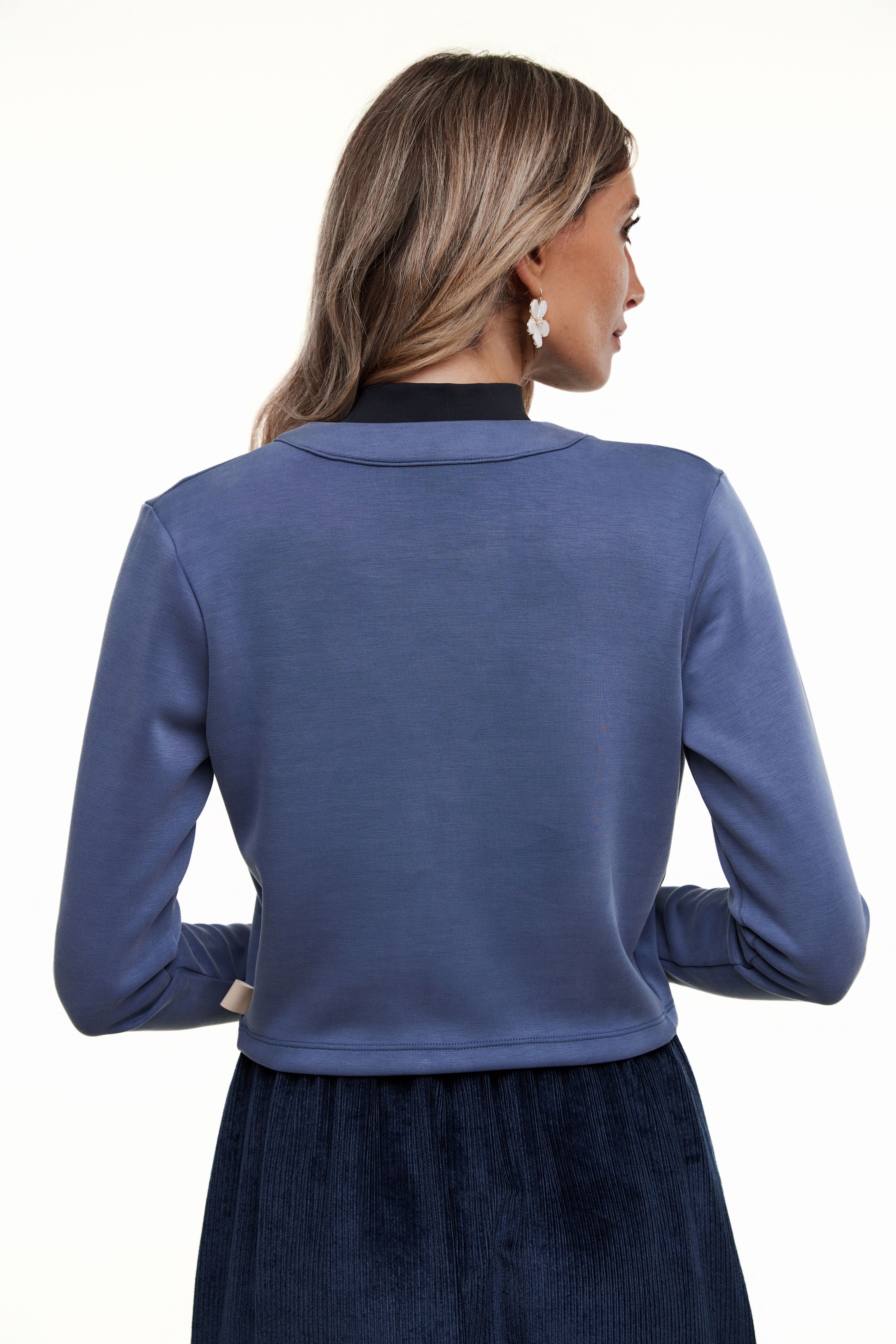 STEPH STRETCH CARDIGAN - Steel Blue - Olivvi World