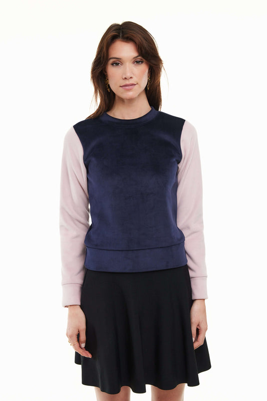 Autumn Colorblock Women’s Sweater, Navy/Pink – Olivvi World