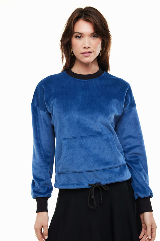 Autumn Contrast Women’s Sweater, Blue/Black – Olivvi World