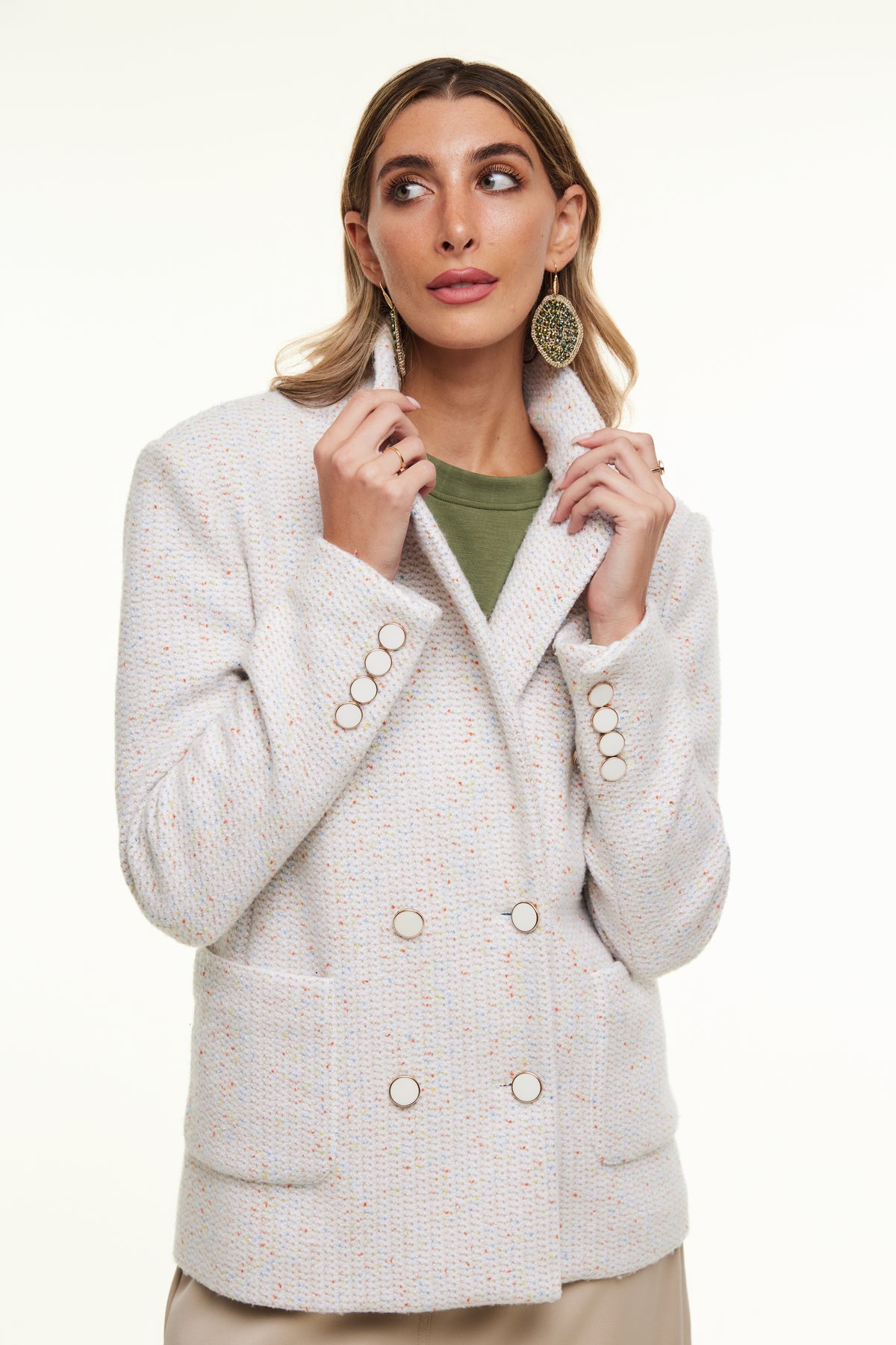 Boyfriend Blazer for Women, Cream Tweed – Olivvi World