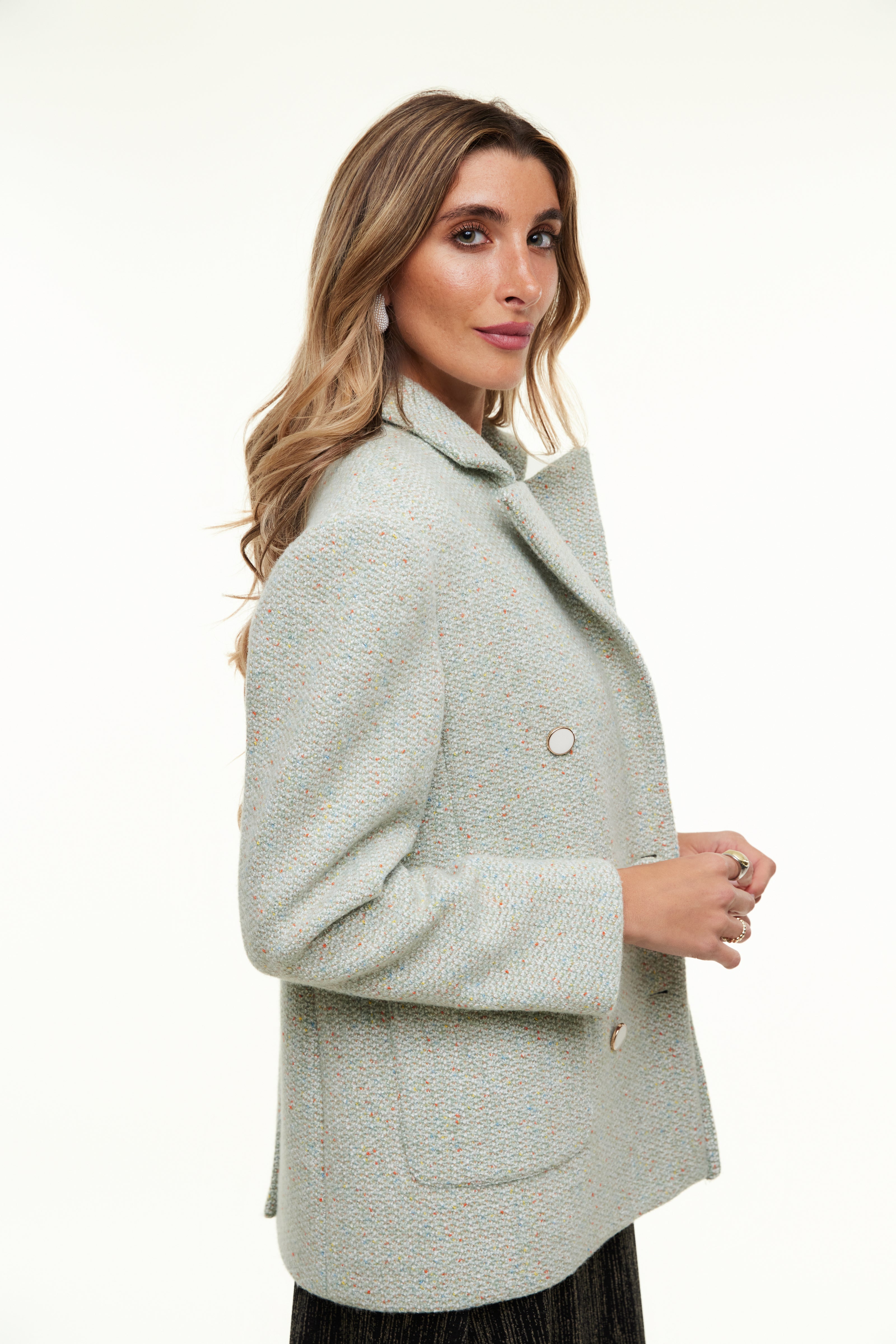 Boyfriend Blazer for Women, Mint Green Tweed – Olivvi World