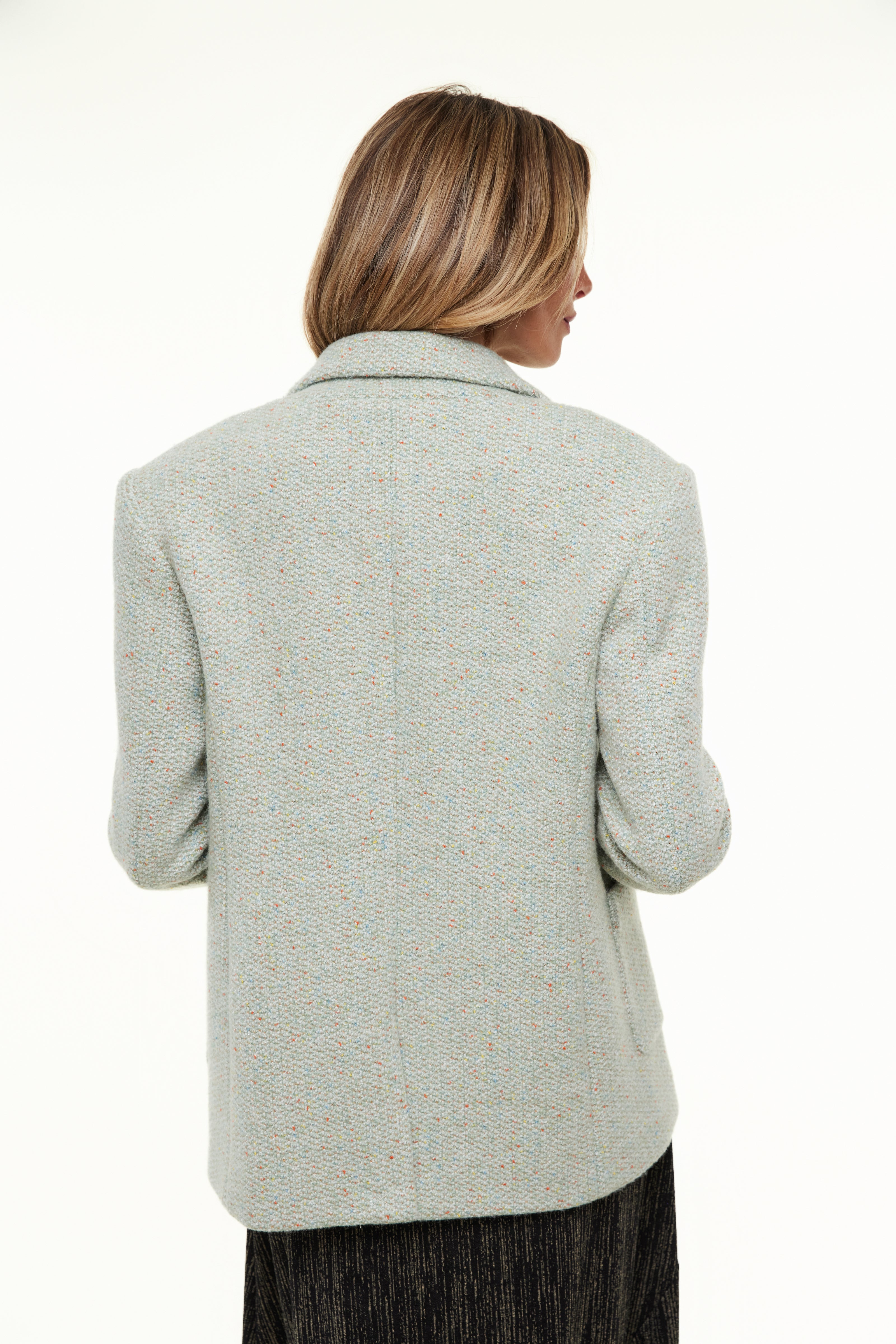 Boyfriend Blazer for Women, Mint Green Tweed – Olivvi World