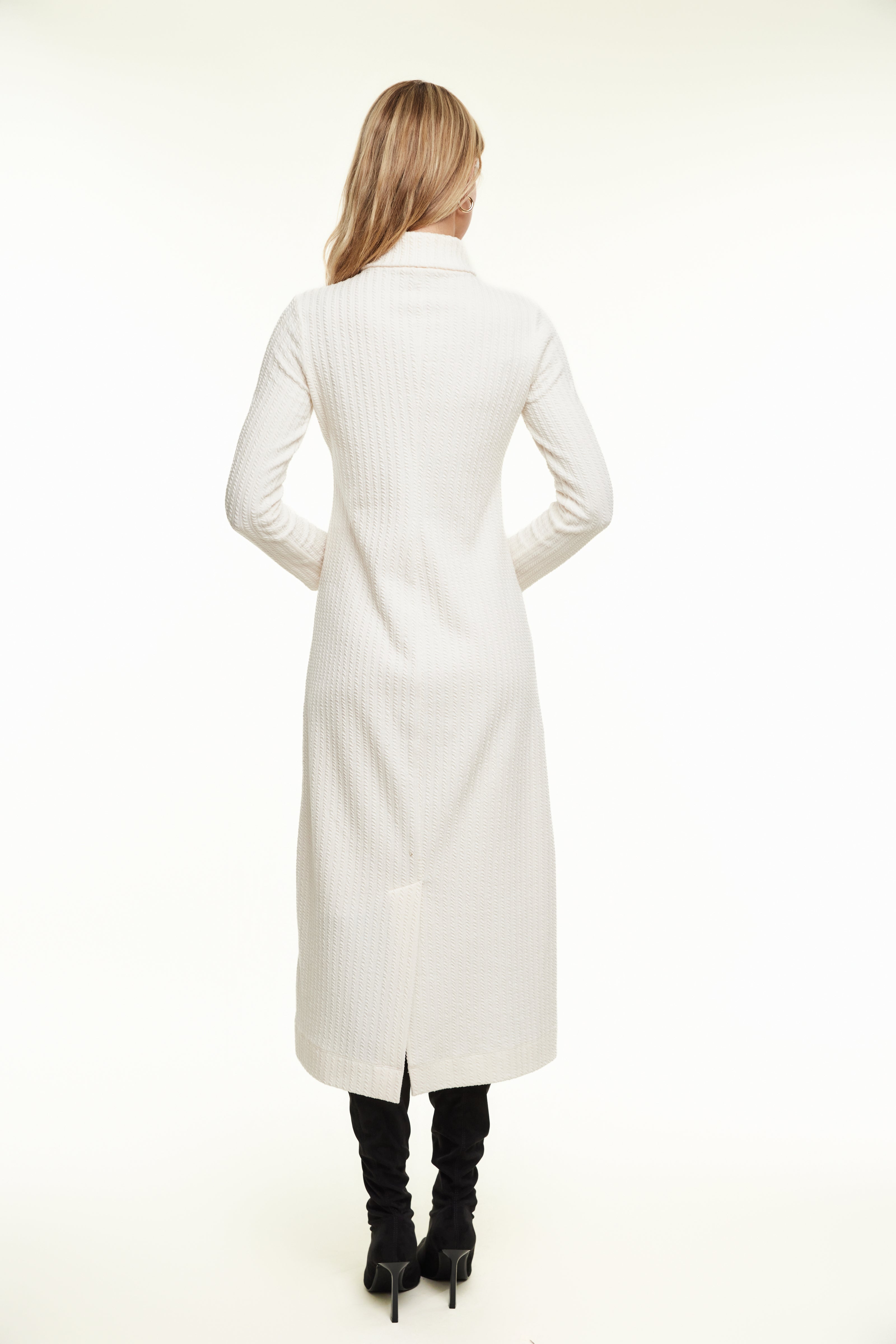 Cable Knit Turtleneck Dress, Ivory – Olivvi World