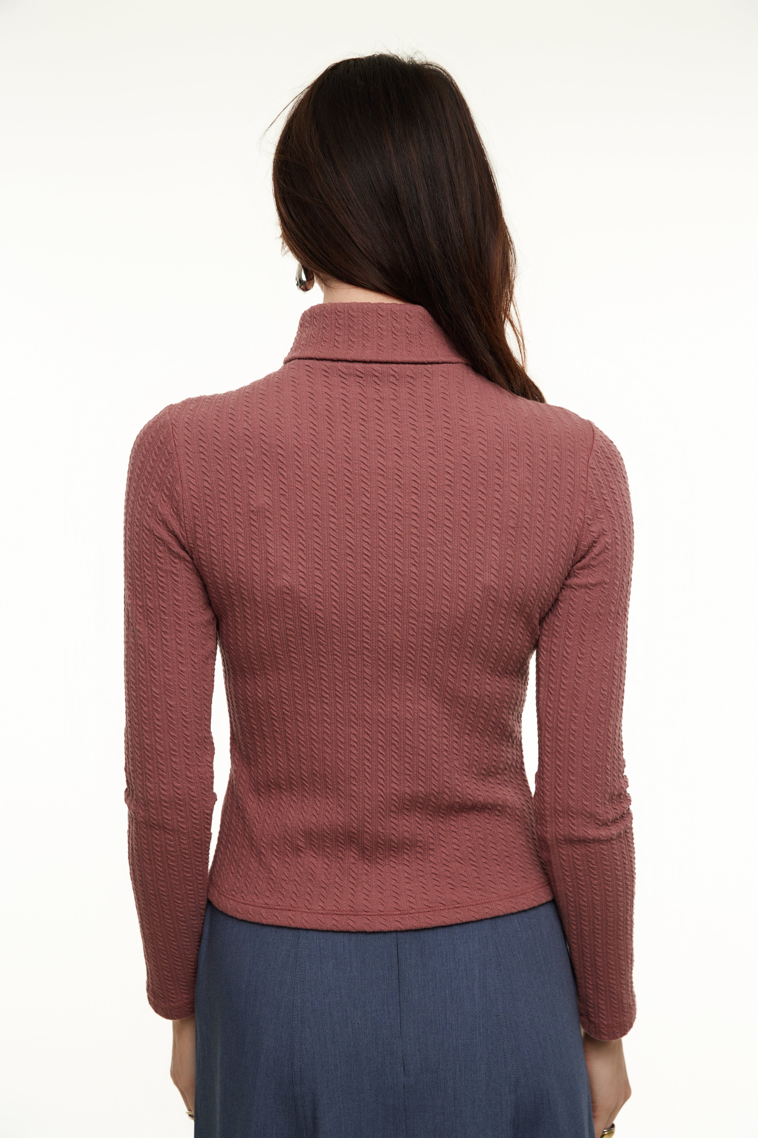 Cable Knit Women’s Turtleneck, Mauve – Olivvi World