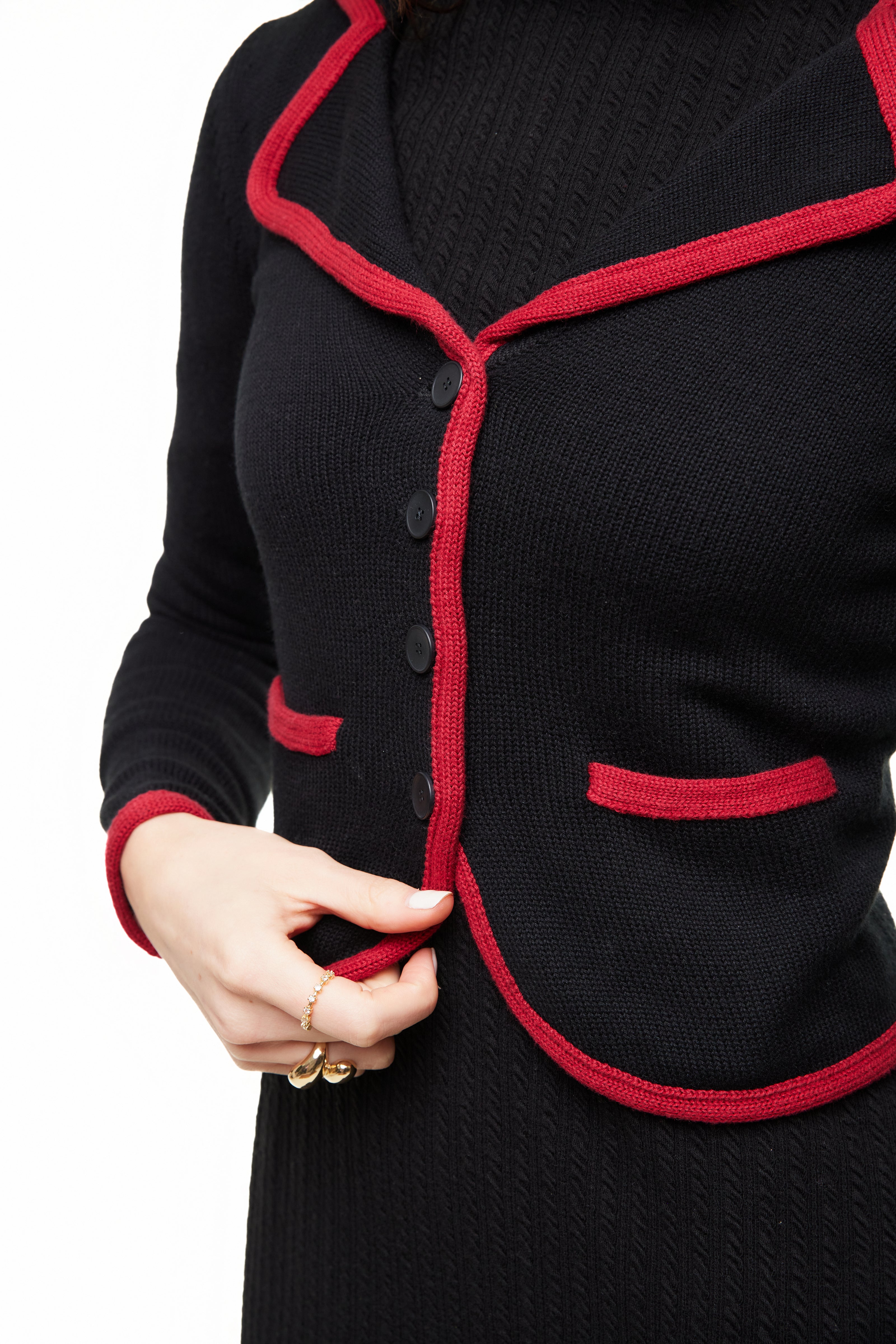 Celena Knit Blazer, Black/Red – Olivvi World