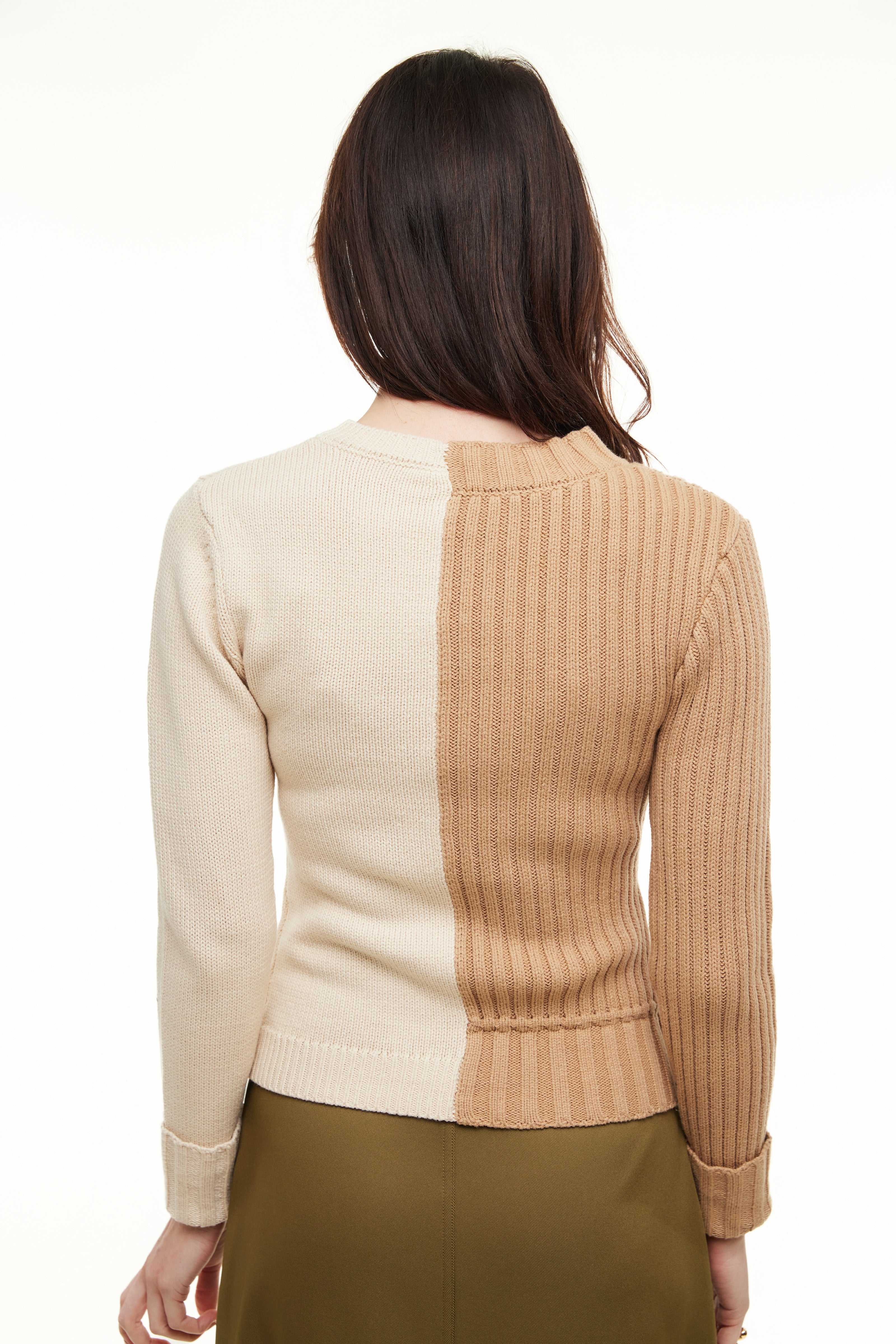 Chunky 2-Tone Women’s Sweater, Camel/Beige – Olivvi World