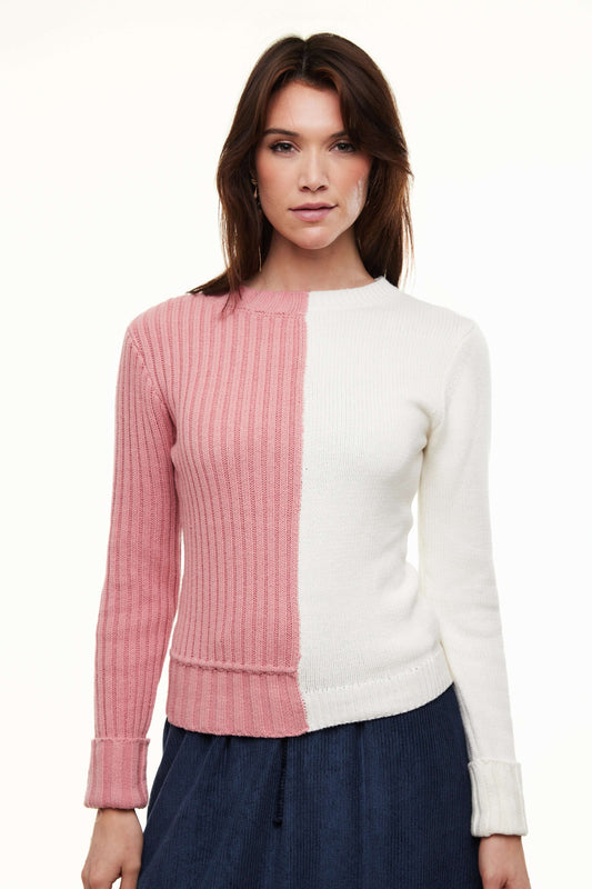 Chunky 2-Tone Women’s Sweater, Pink/Cream – Olivvi World