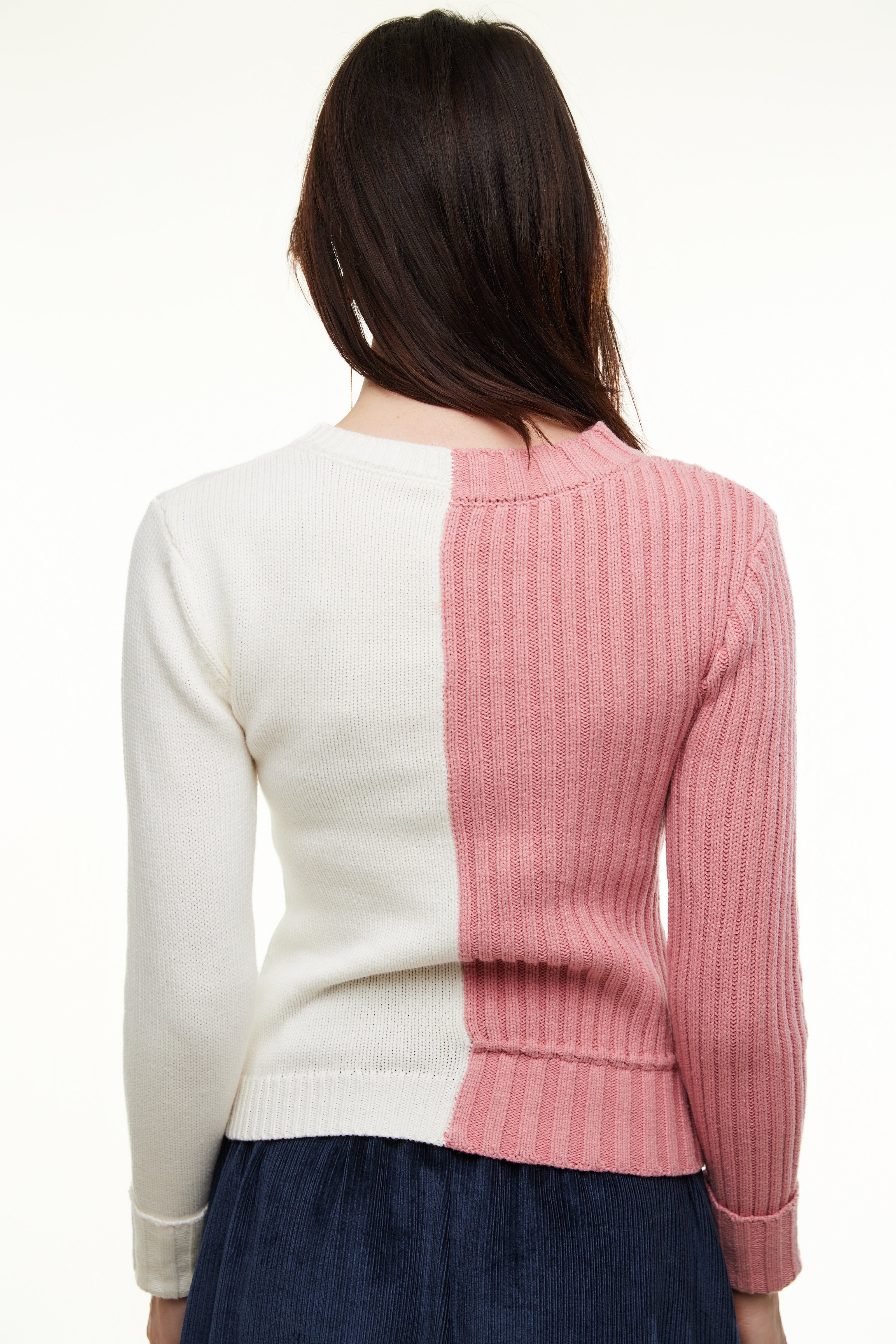 Chunky 2-Tone Women’s Sweater, Pink/Cream – Olivvi World