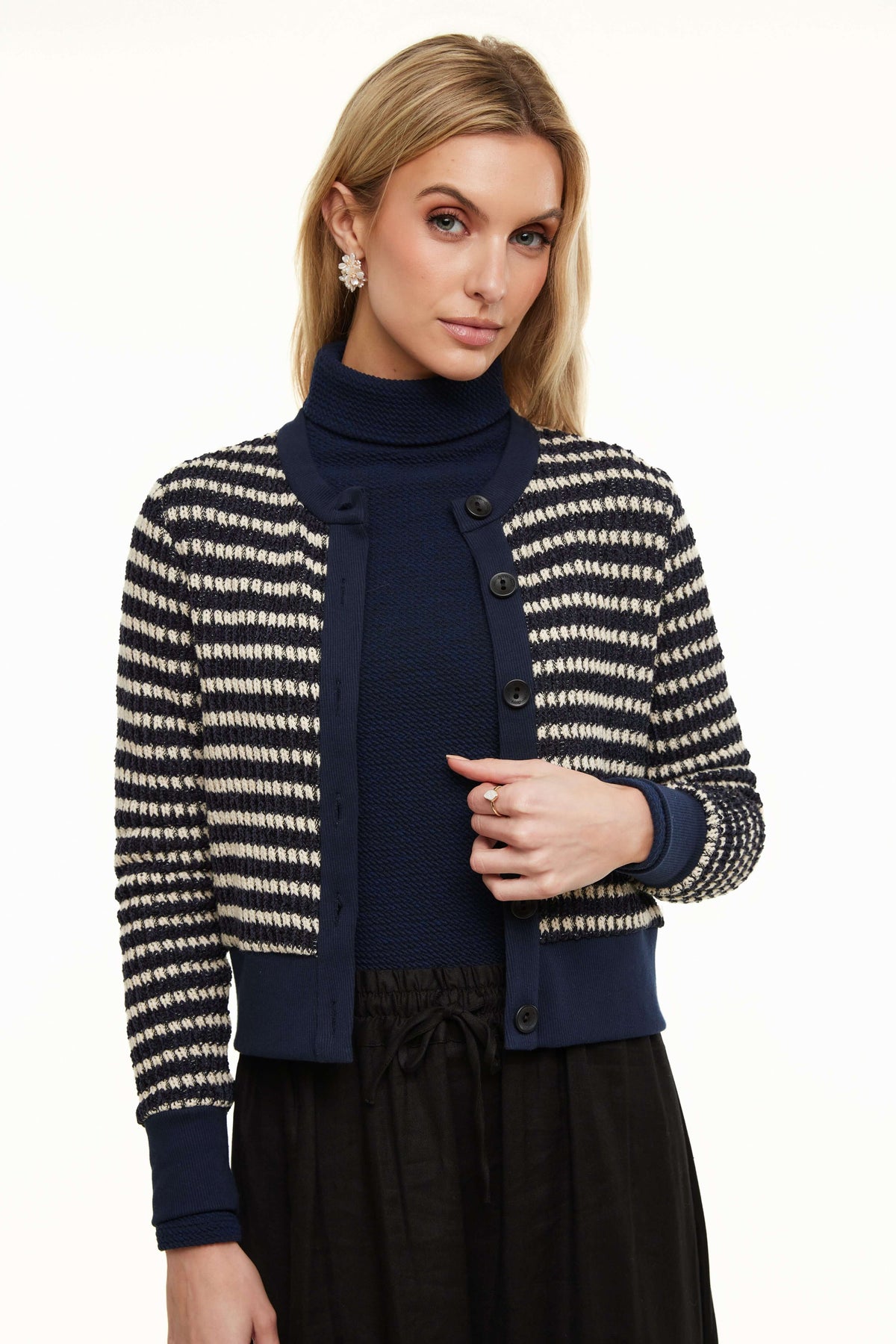 Chunky Knit Cardigan, Beige/Blue – Olivvi World