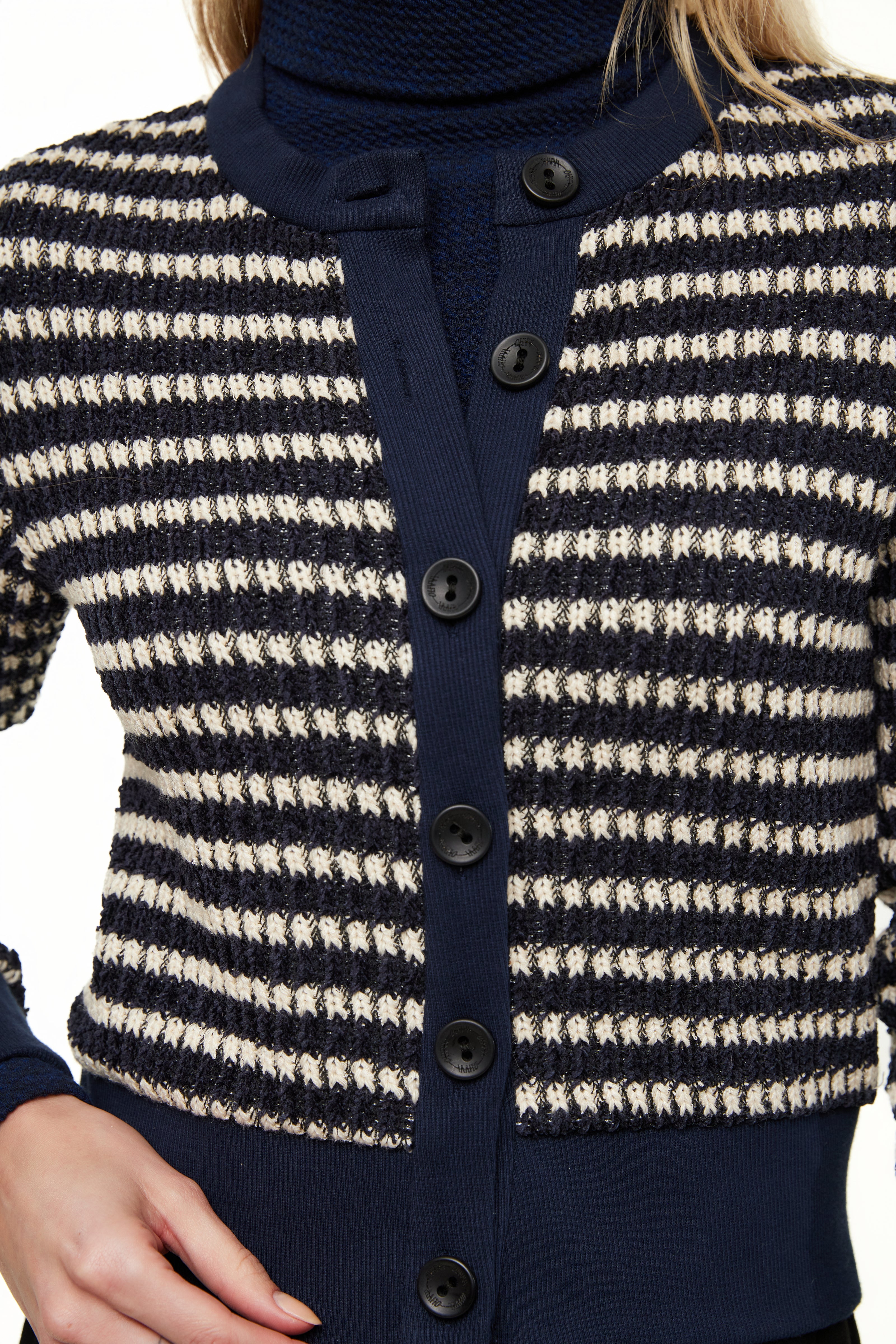 Chunky Knit Cardigan, Beige/Blue – Olivvi World