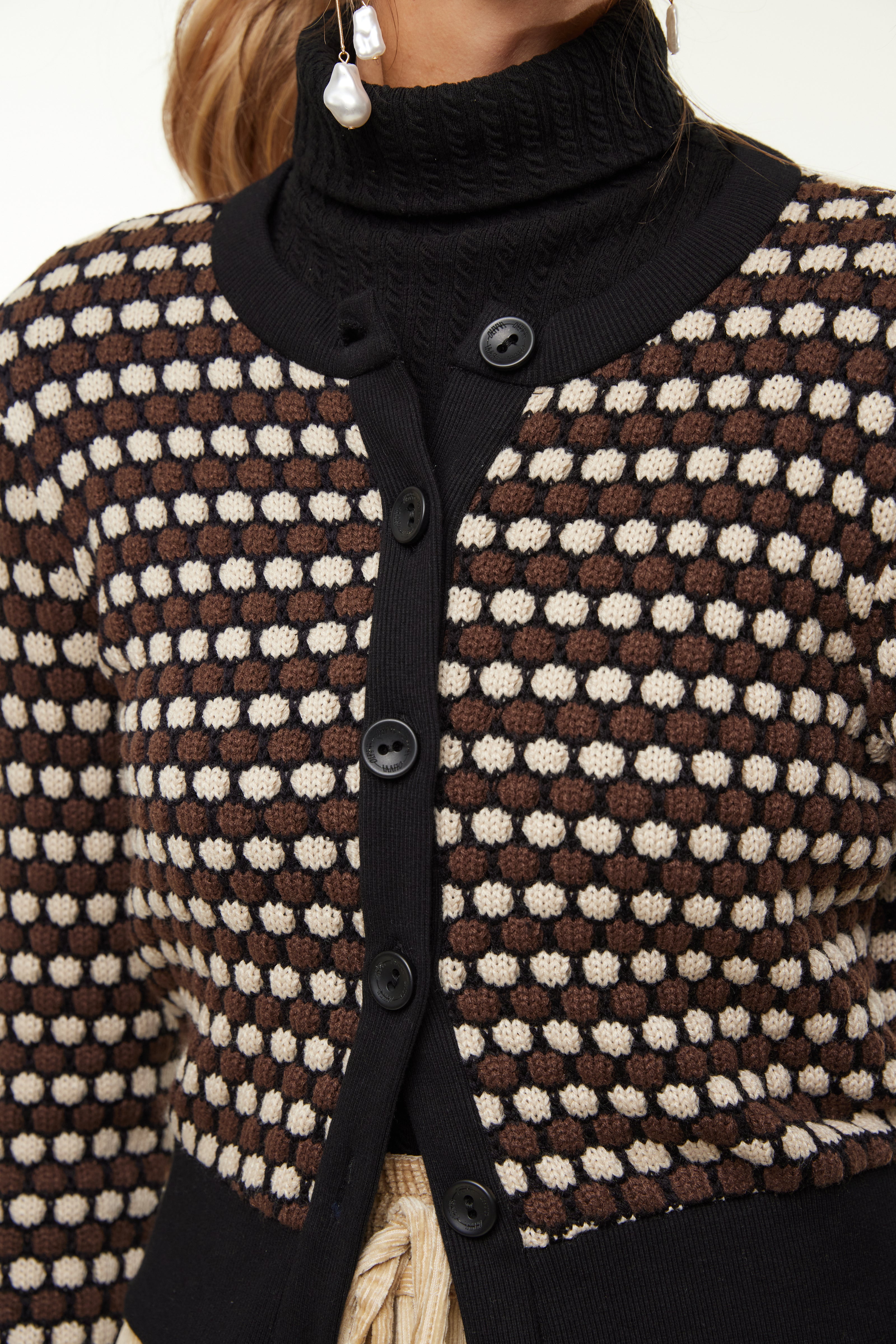 Chunky Knit Cardigan, Brown/Beige – Olivvi World