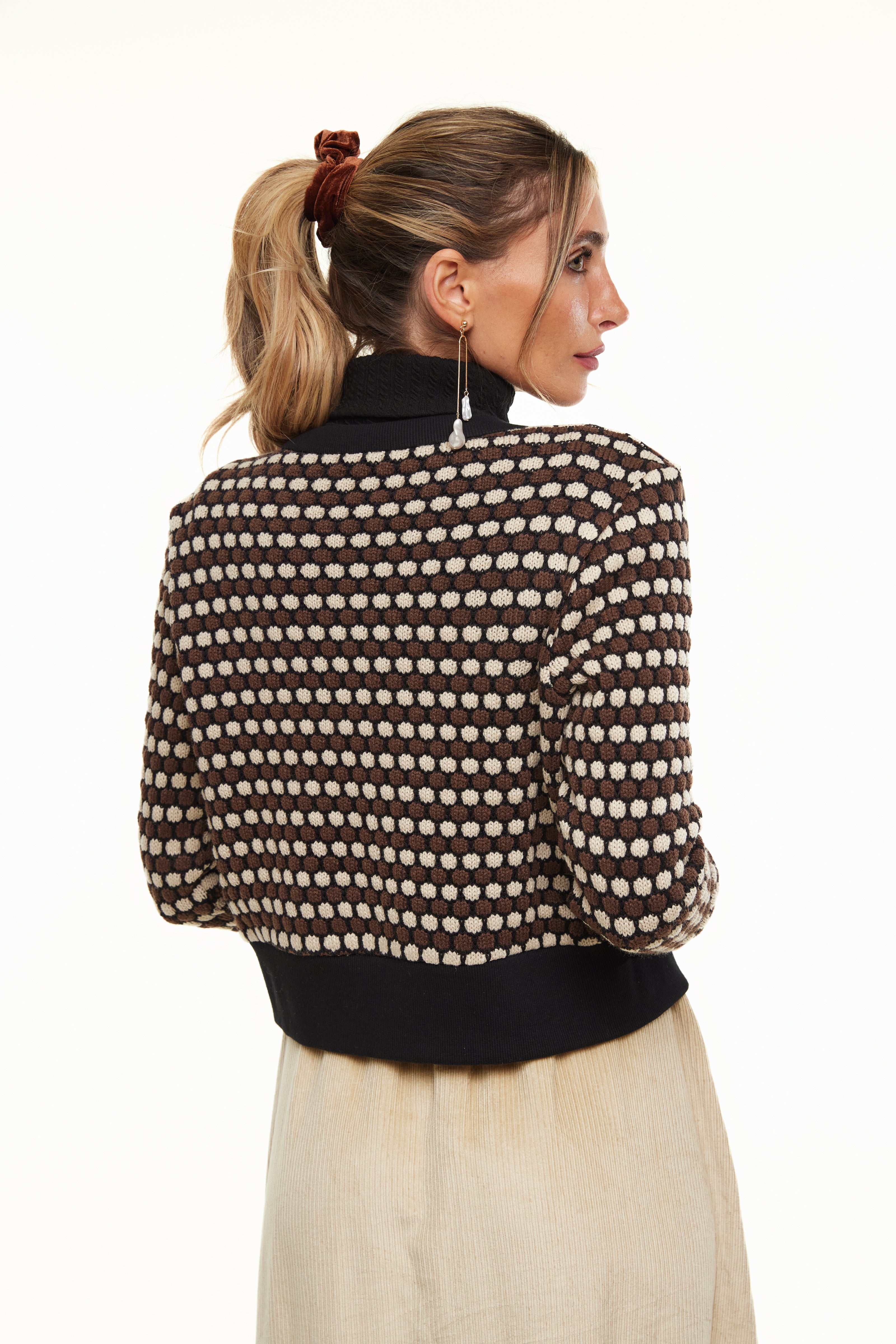 Chunky Knit Cardigan, Brown/Beige – Olivvi World