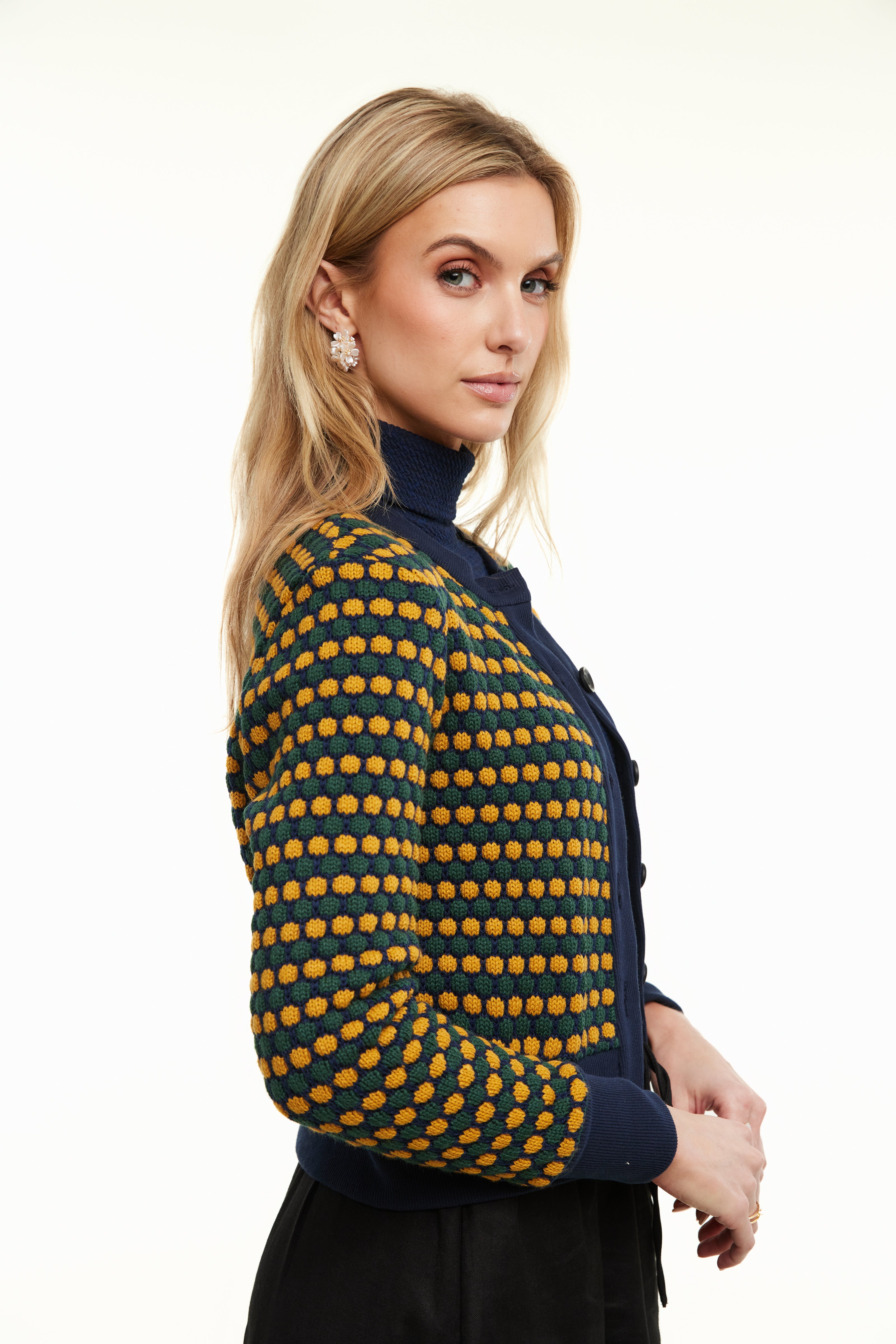 Chunky Knit Cardigan, Yellow/Green – Olivvi World