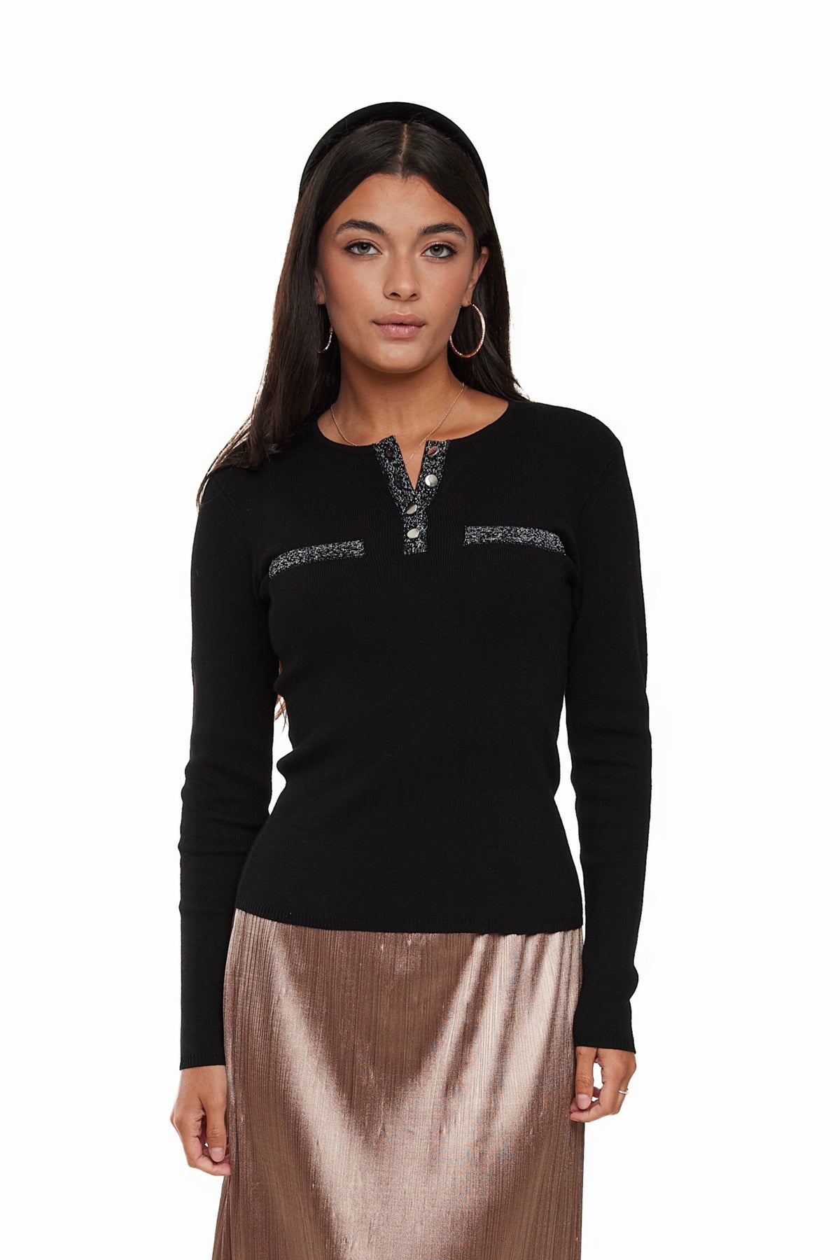 Knit Top, Black Silver – Olivvi World