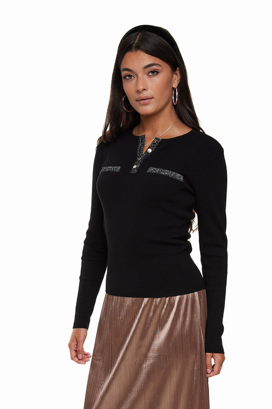 Knit Top, Black Silver – Olivvi World