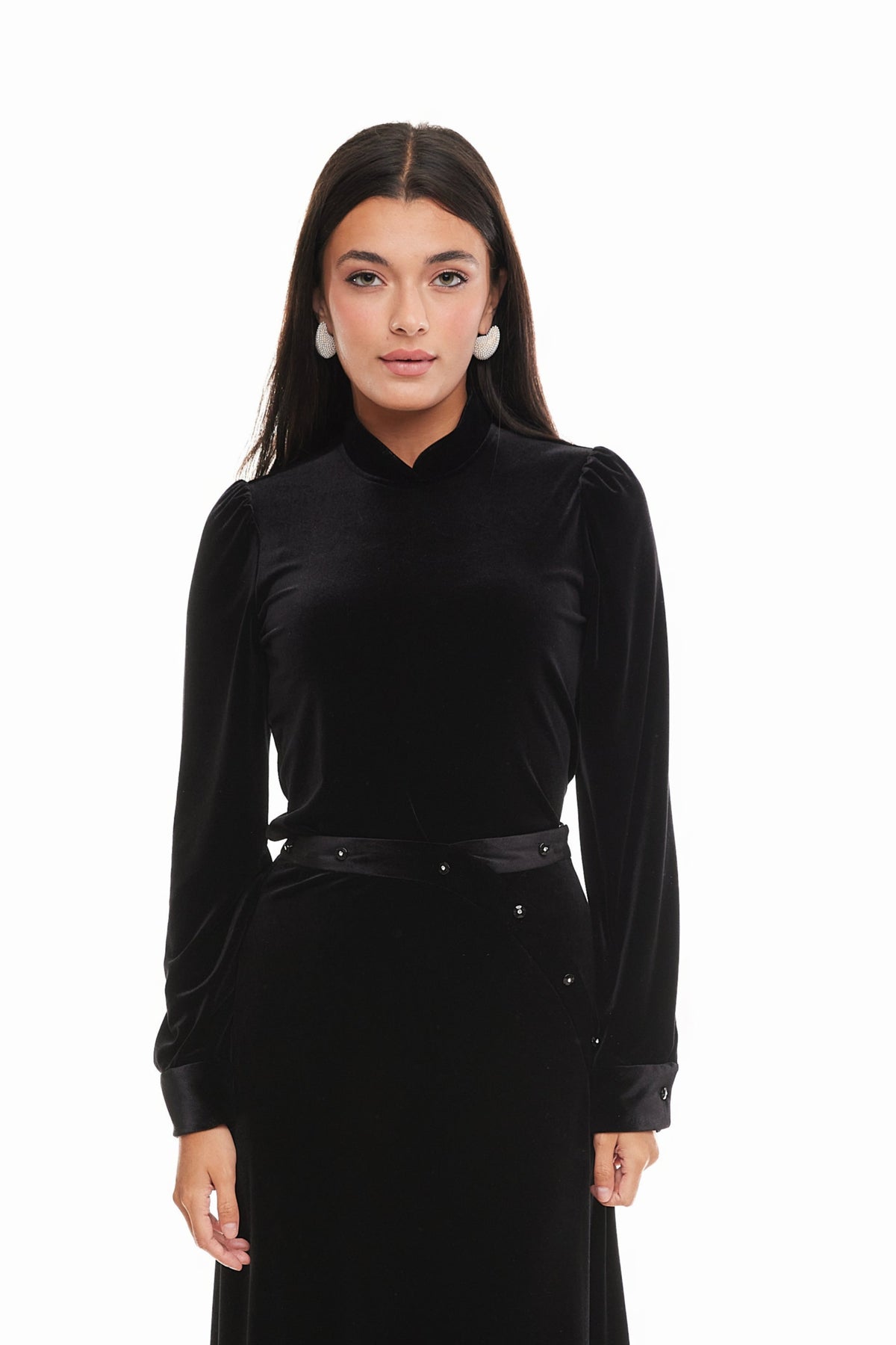 Liv Velvet Collar Top for Women, Black – Olivvi World