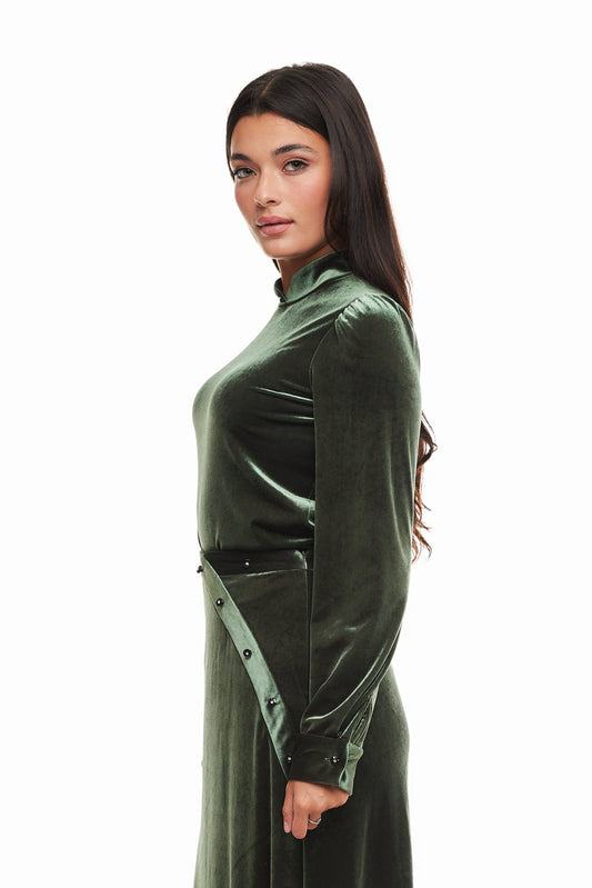 Liv Velvet Collar Top for Women, Deep Green – Olivvi World