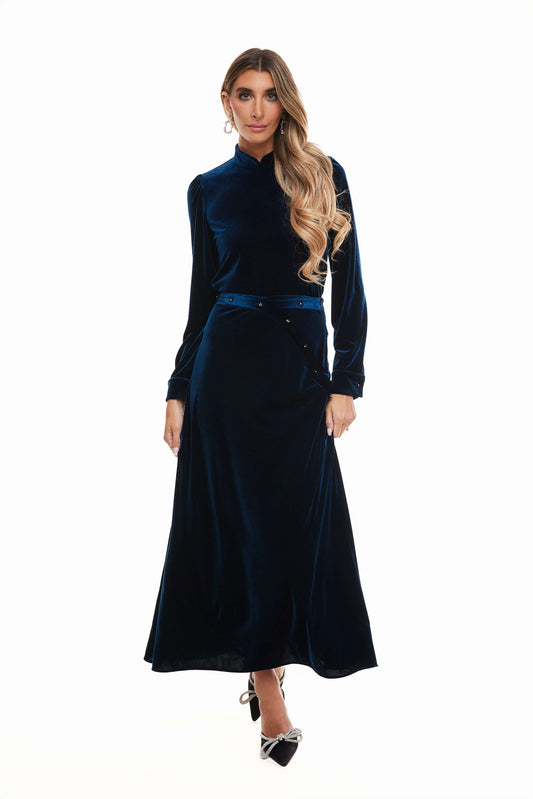 Liv Velvet Maxi Skirt, Indigo – Olivvi World