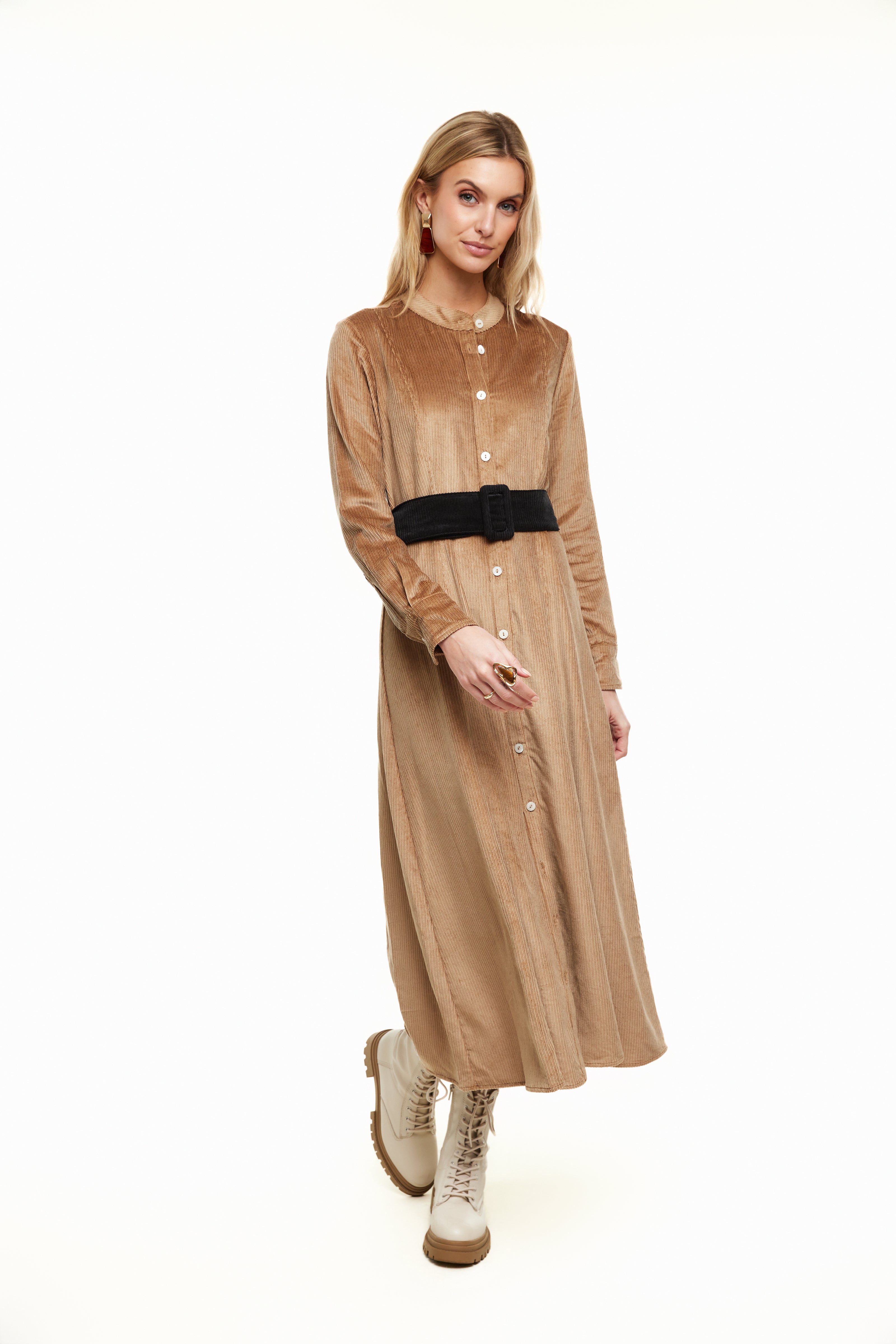 Millie Cord Dress, Camel – Olivvi World