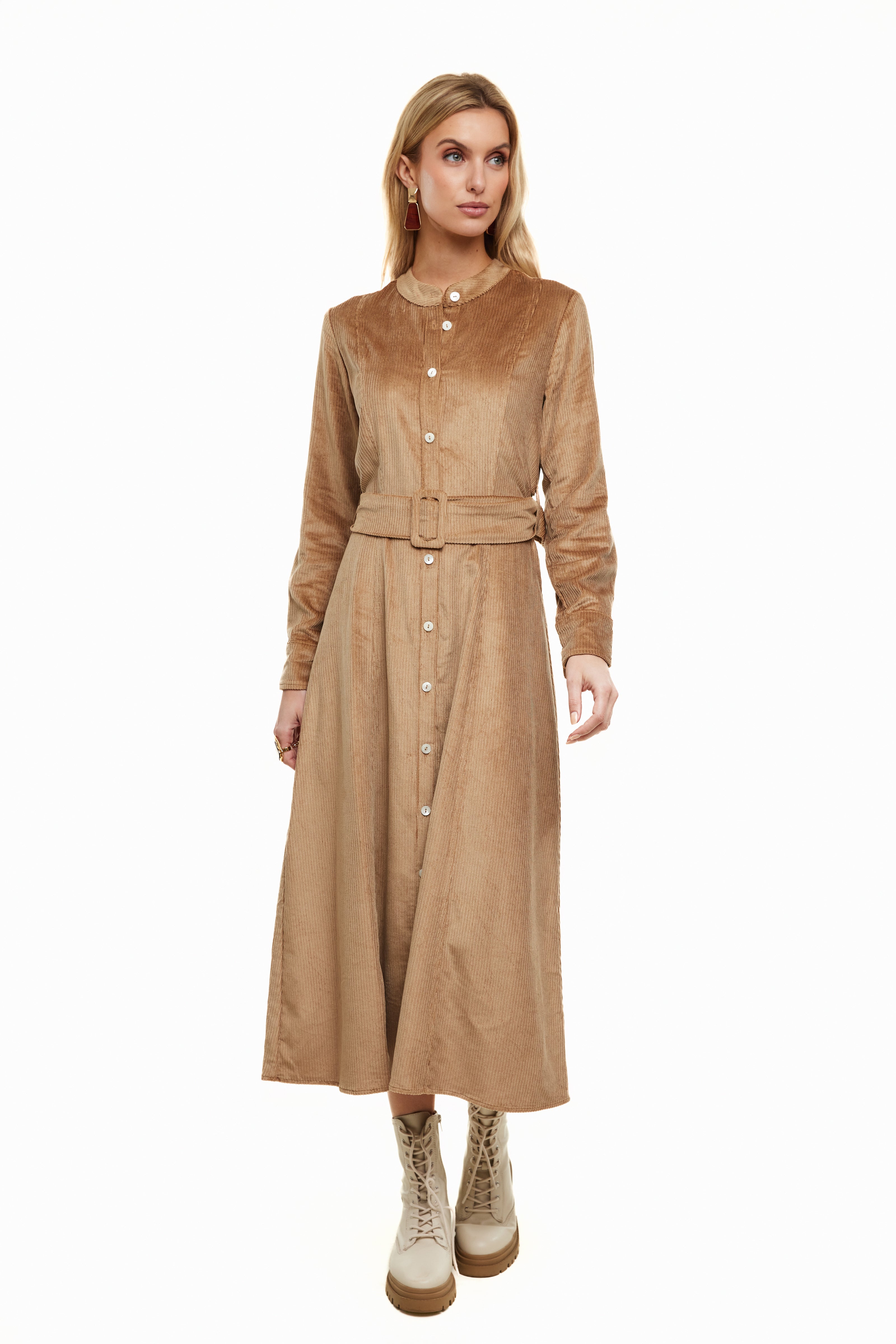 Millie Cord Dress, Camel – Olivvi World