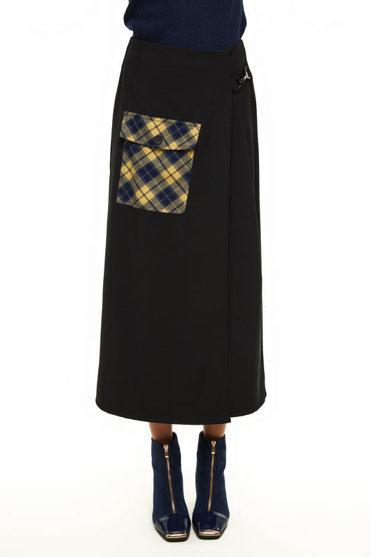 Pocket Plaid Skirt, Black Yellow Plaid – Olivvi World