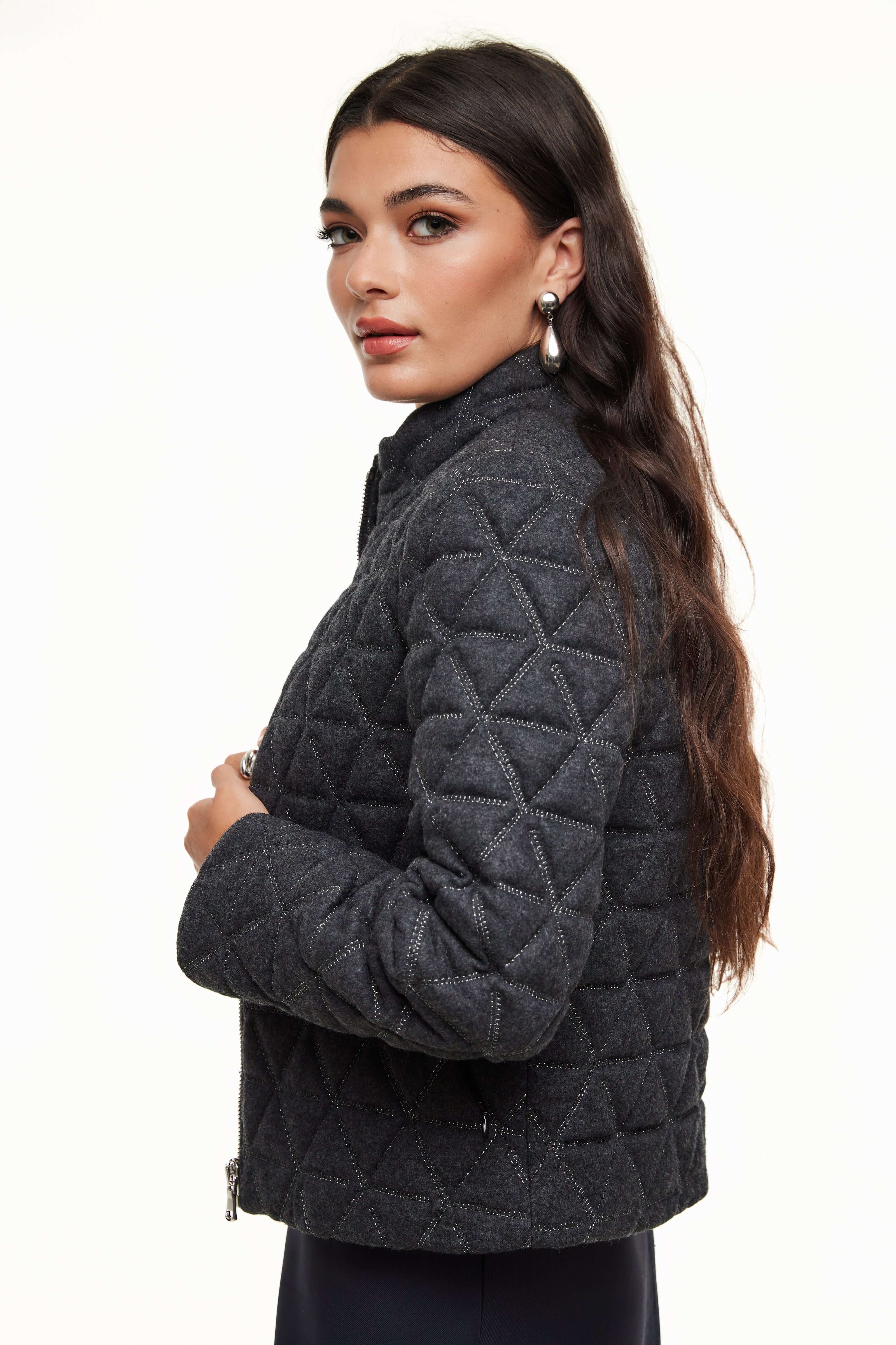 Quilted Wool Jacket, Charcoal – Olivvi World