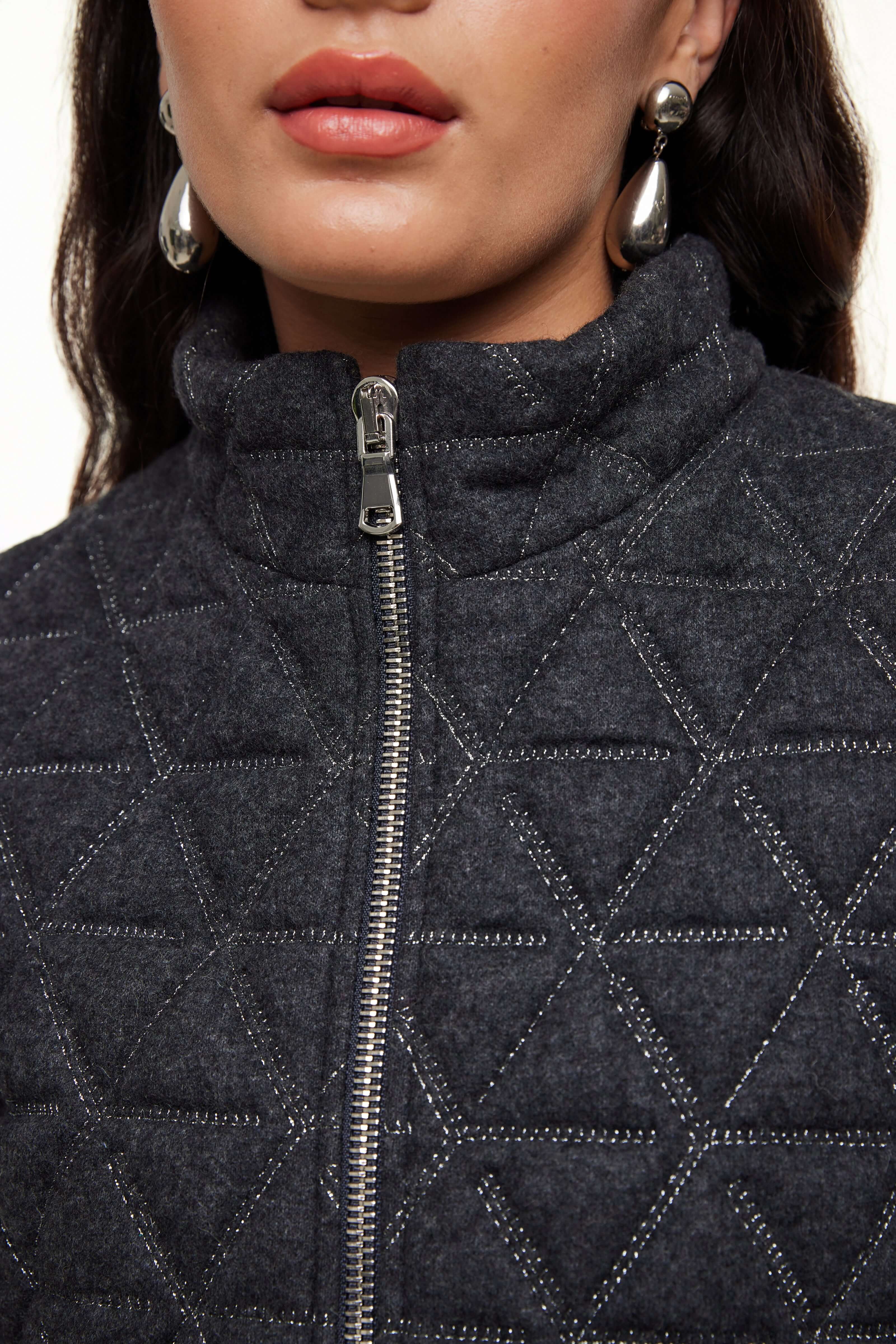 Quilted Wool Jacket, Charcoal – Olivvi World