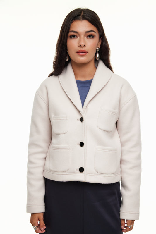 Shawl Collar Women’s Jacket, Beige – Olivvi World