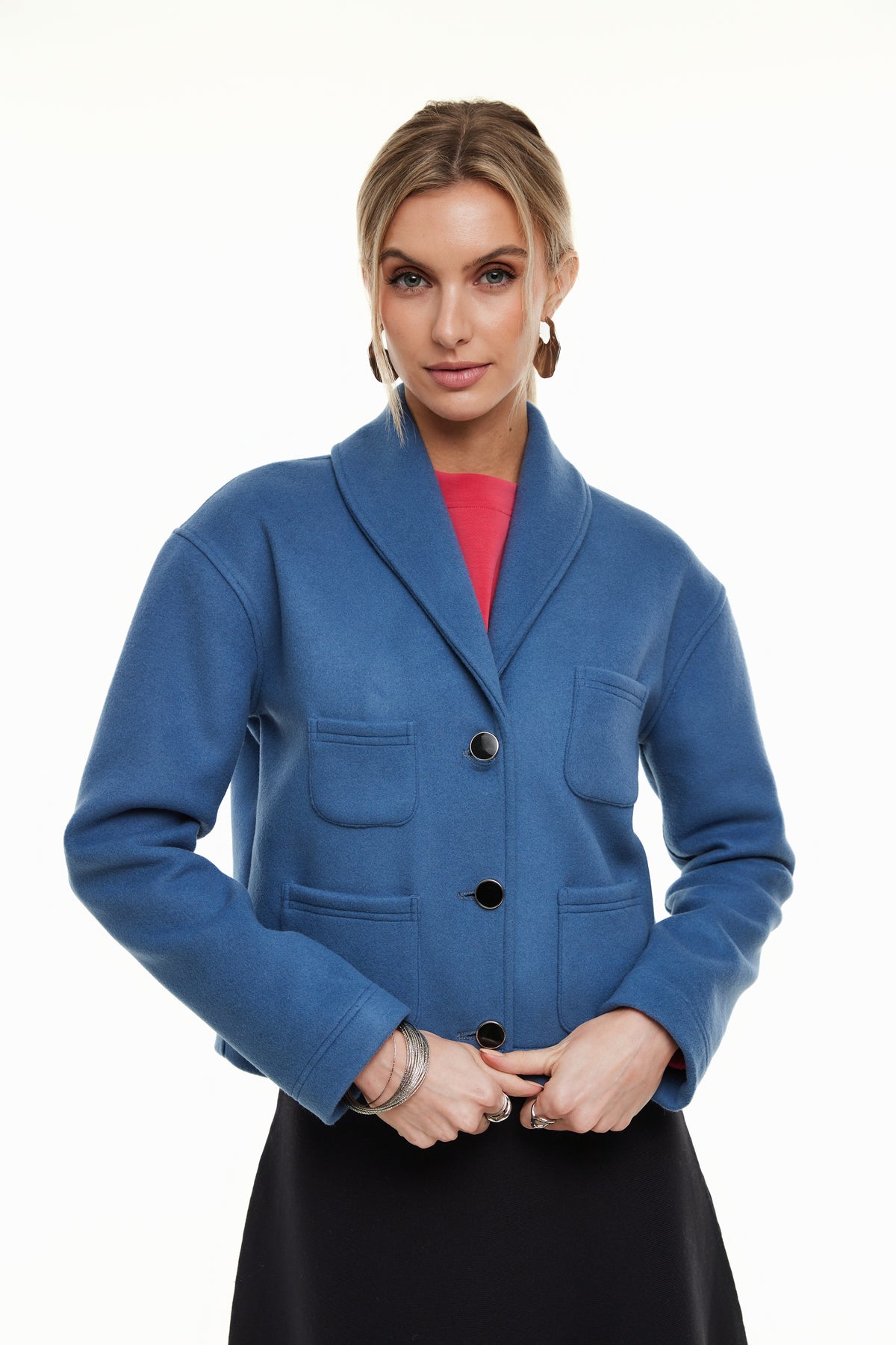 Shawl Collar Women’s Jacket, Navy – Olivvi World