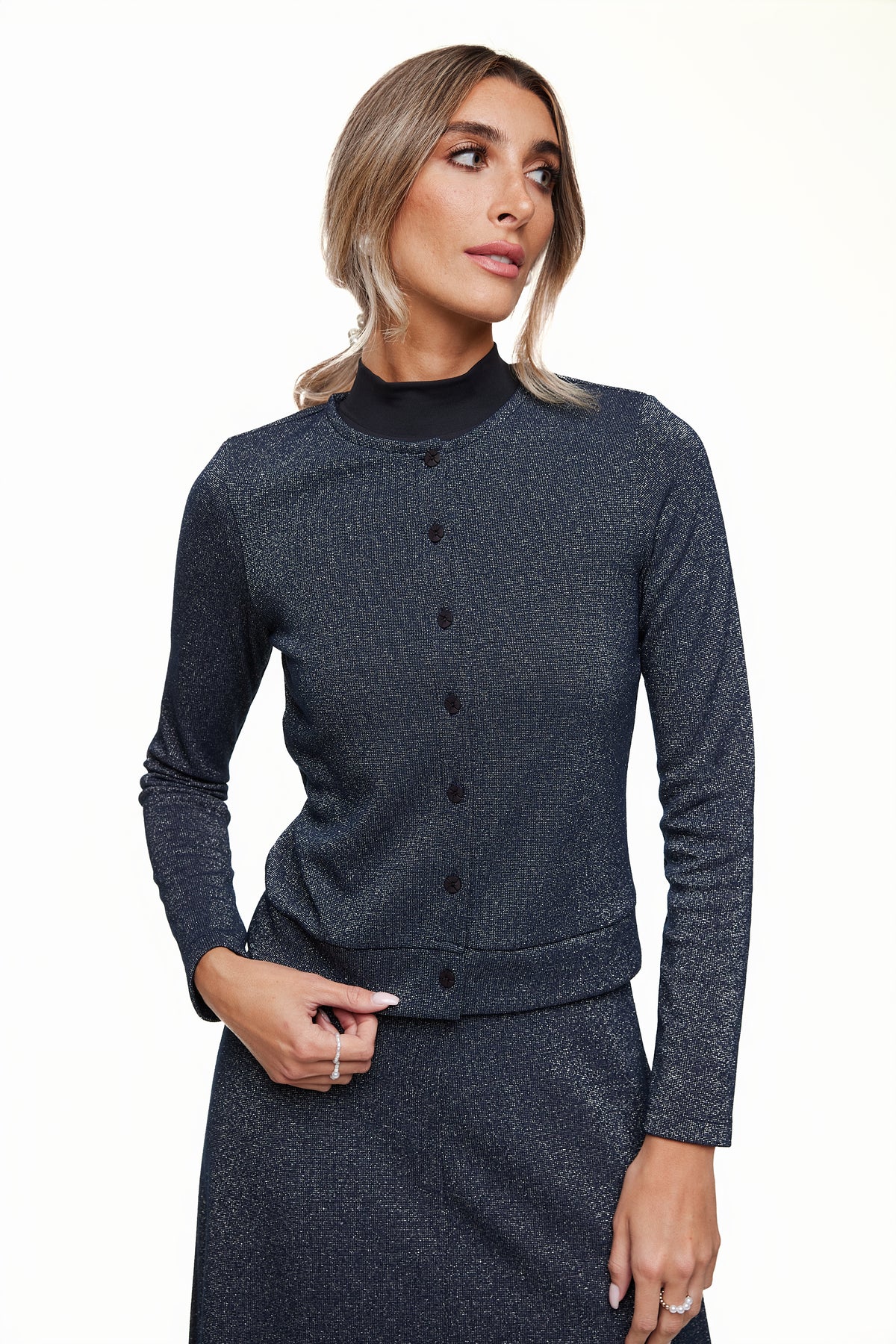 Shimmer Embellished Cardigan, Navy – Olivvi World