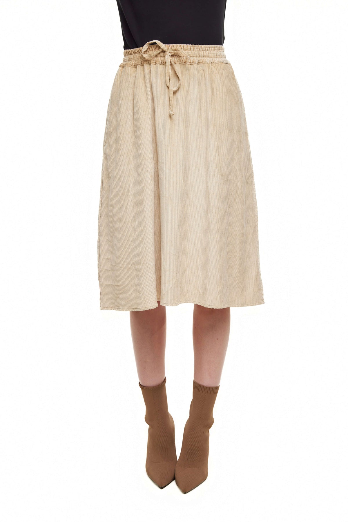 Short Corduroy Cupro Skirt, Beige Cord – Olivvi World