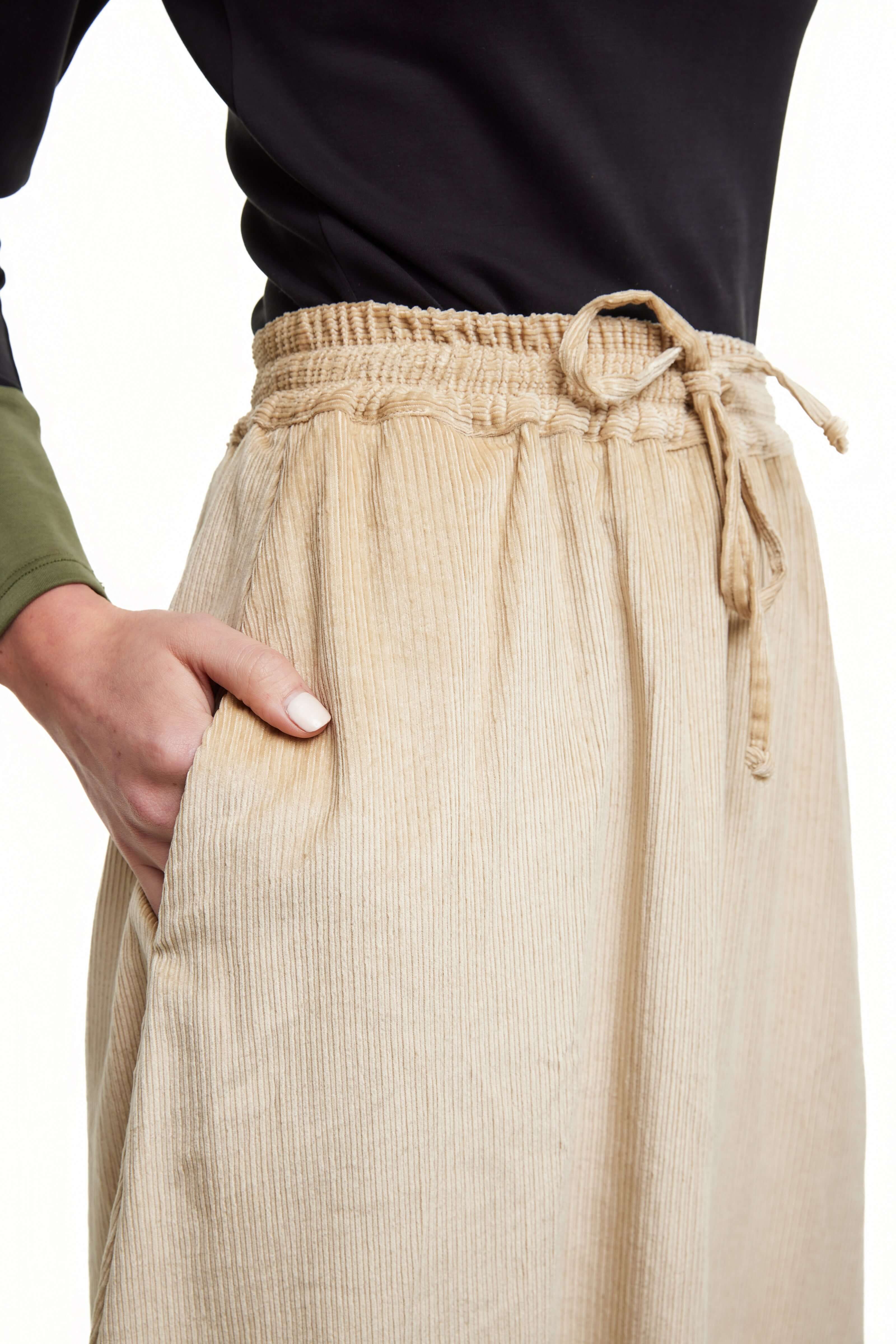 Short Corduroy Cupro Skirt, Beige Cord – Olivvi World